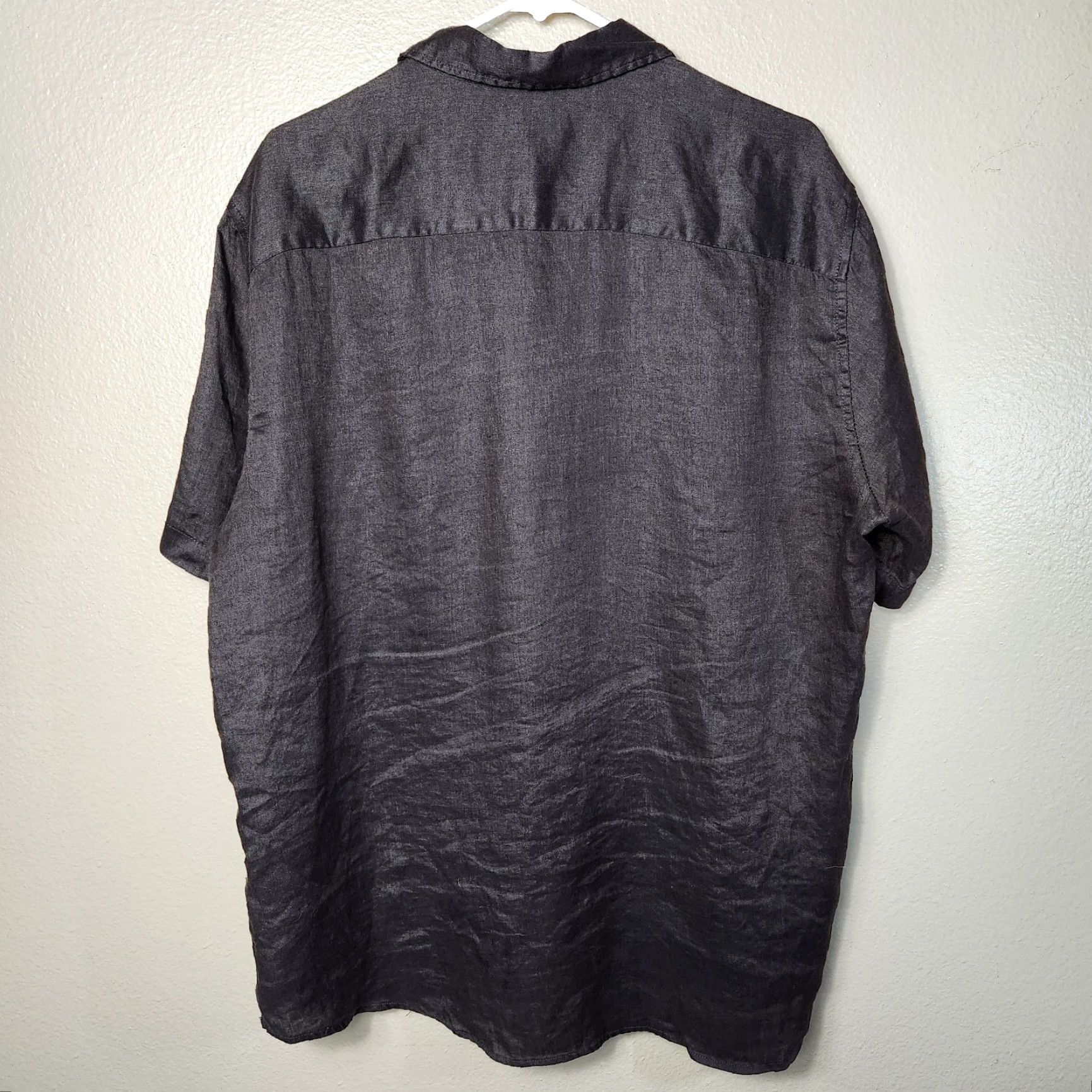 H&M H&M Mens |L| Dark Brown 100% Linen Short Sleeve Buttonfront Shirt Shirt Button-Up Pocketed Beach Preppy Vacation Mens L Brown Linen Size US L / EU 52-54 / 3 - 4 Thumbnail