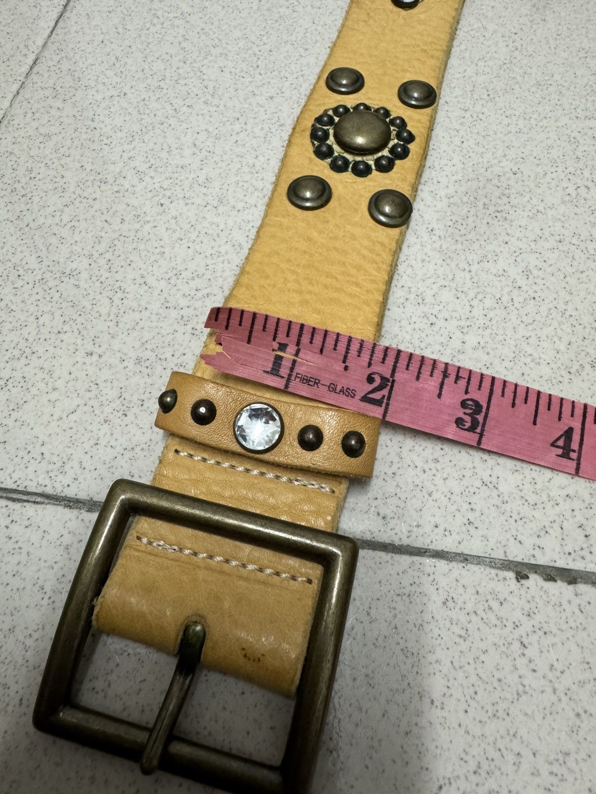 Hollywood Trading Company × Other × Vintage HTC RHINESTONE STUDDED SNAKE SKIN PATCHES LEATHER BELT Size 34 - 4 Thumbnail