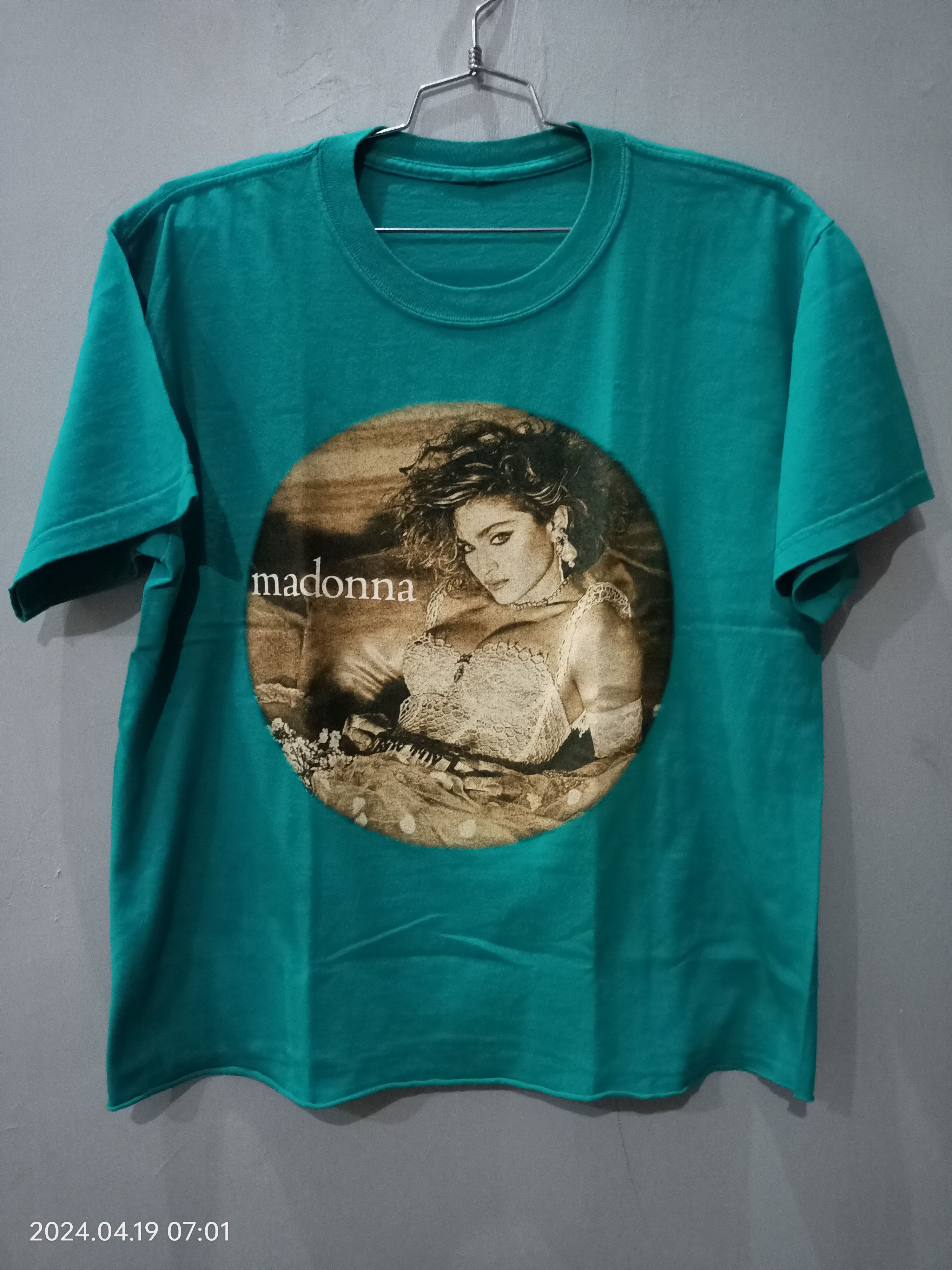 image of Band Tees x Rock T Shirt Madonna The Virgin Tour Band Tee Vintage Tee in Green, Men's (Size Medium)
