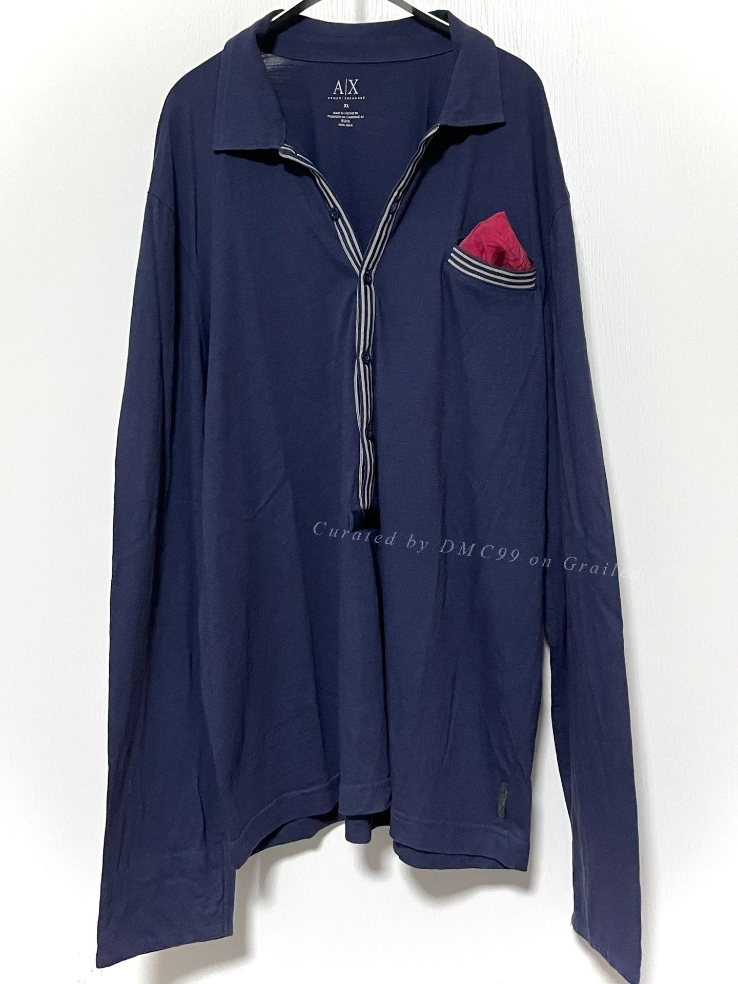 Armani Armani Oversized Deep V Henley Knit Shirt Size US XL / EU 56 / 4 - 1 Thumbnail