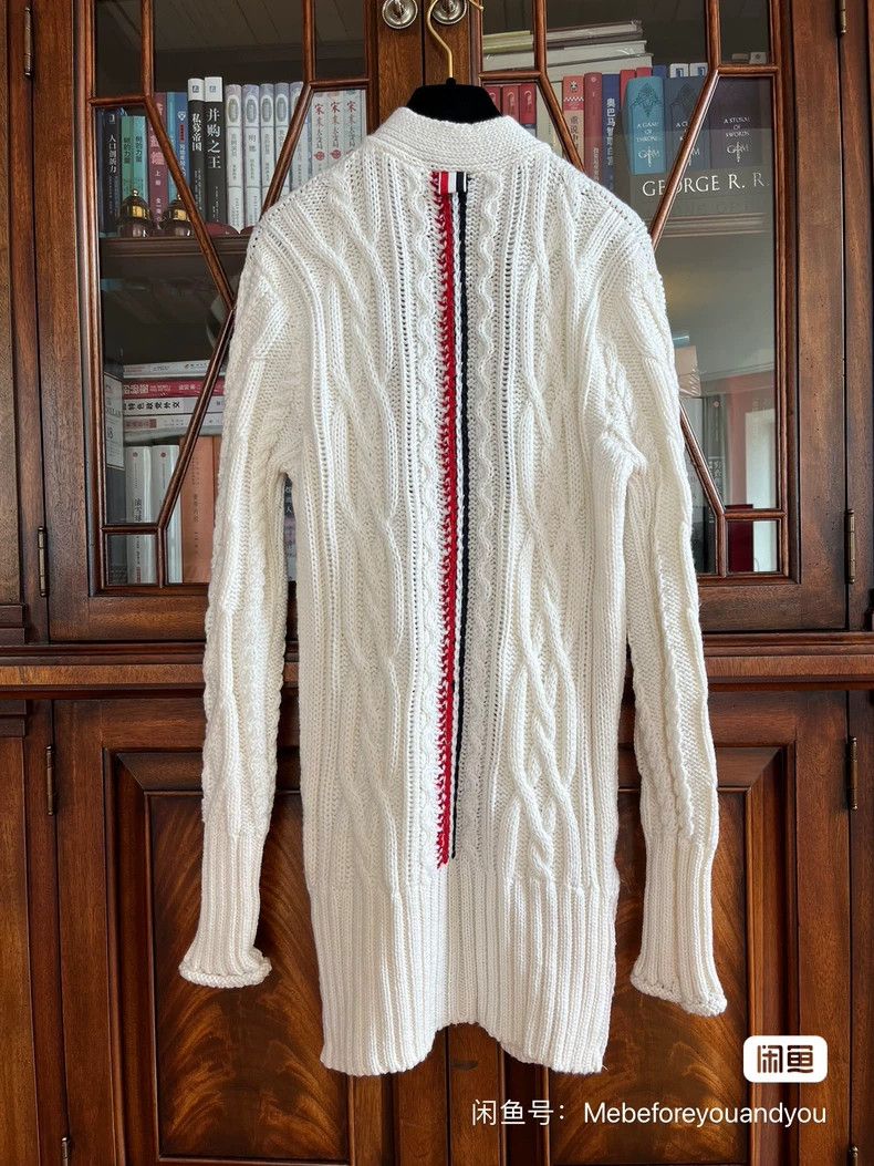 Thom Browne Thom Browne White semi-long knit sweater Size US XXS / EU 40 - 2 Thumbnail
