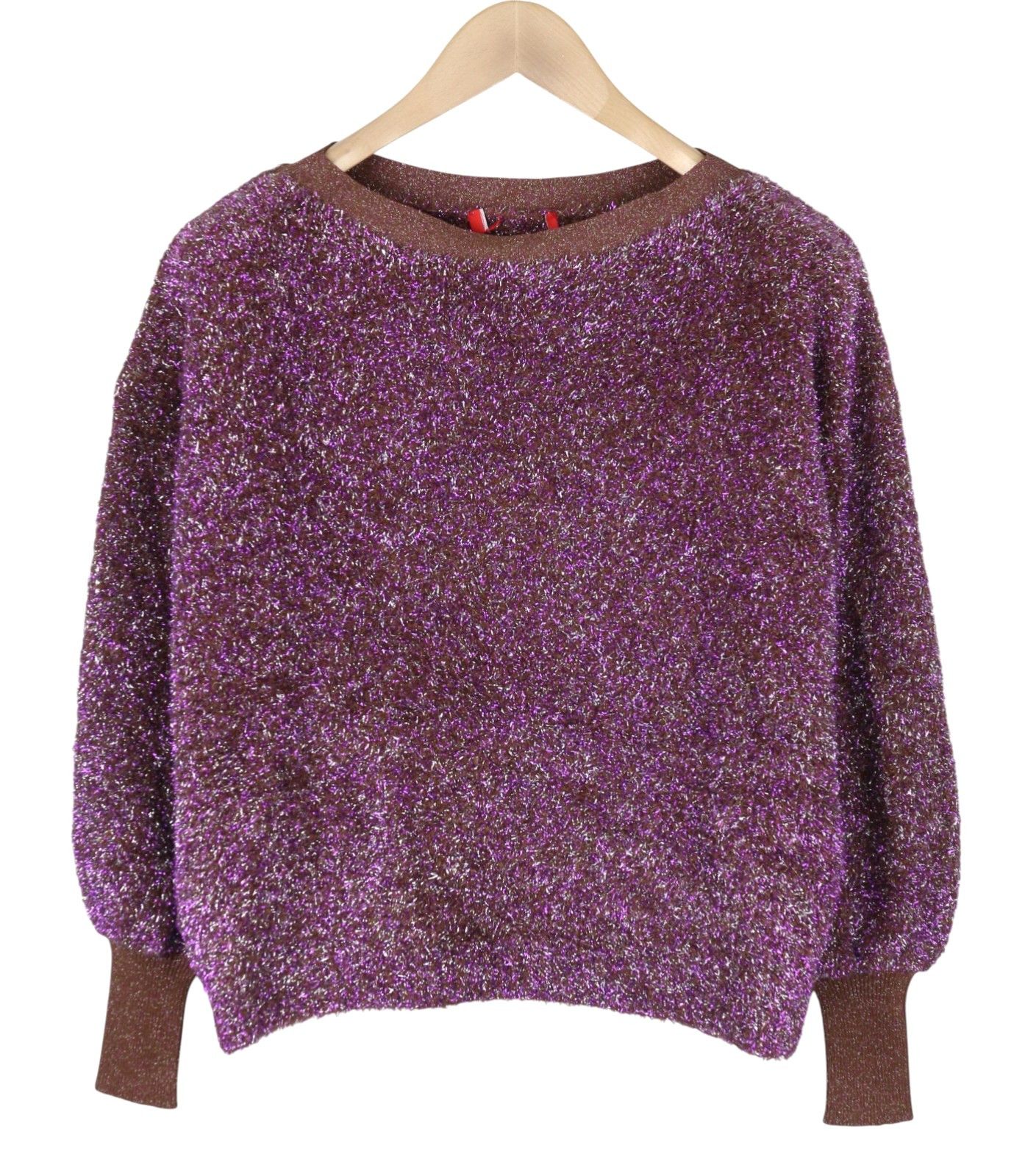 MAX&Co. XS Burgundy Glitter Metallic Fuzzy Knit Jumper 88677 Size XS / US 0-2 / IT 36-38 - 1 Thumbnail