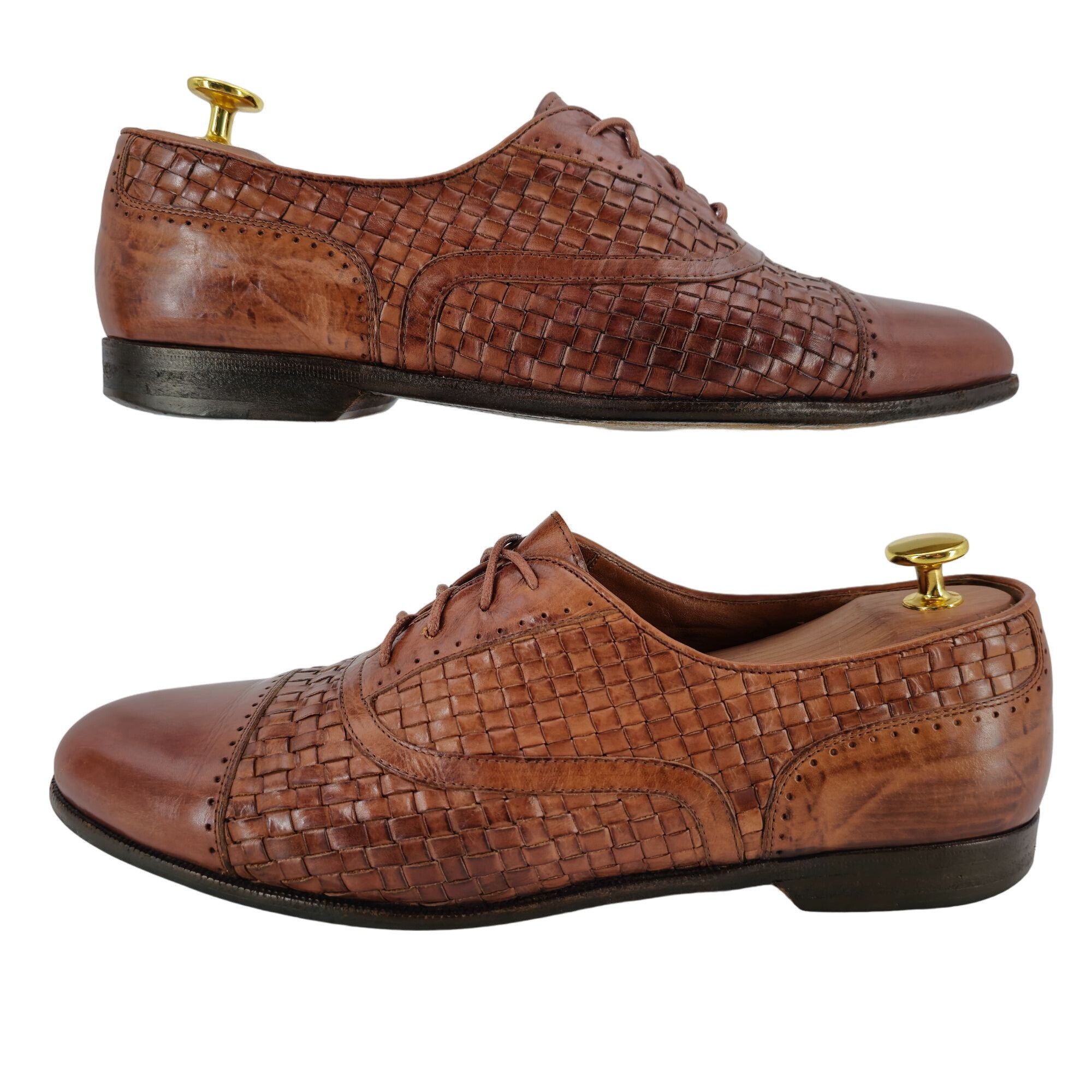 Bragano × Cole Haan Vintage Bragano Cole Haan Italy Mens 9.5 Brown Woven Leather Size US 9.5 / EU 42-43 - 5 Thumbnail