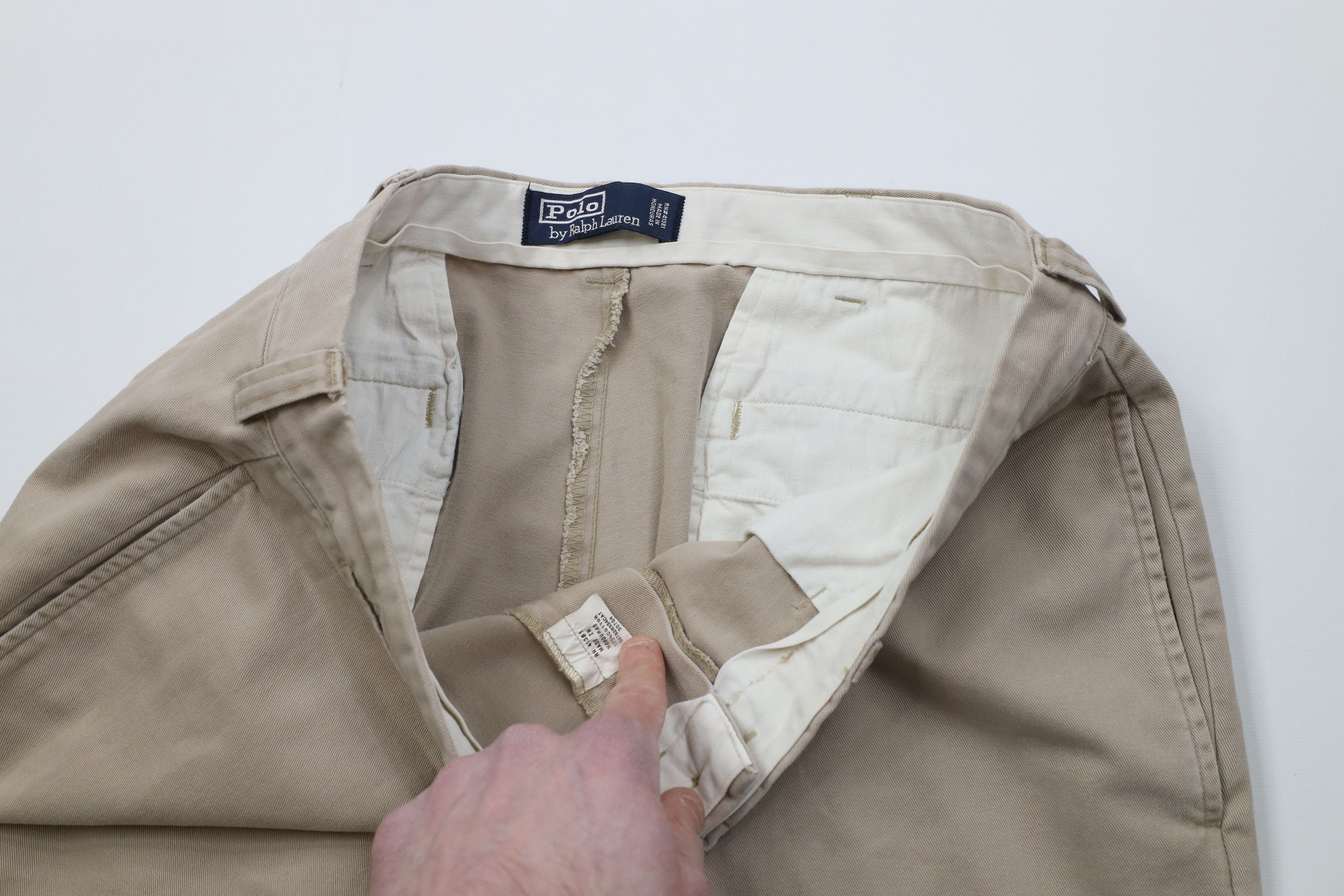 Ralph Lauren Vintage 90s Ralph Lauren Wide Leg Chino Pants Beige Cotton Size US 34 / EU 50 - 9 Thumbnail