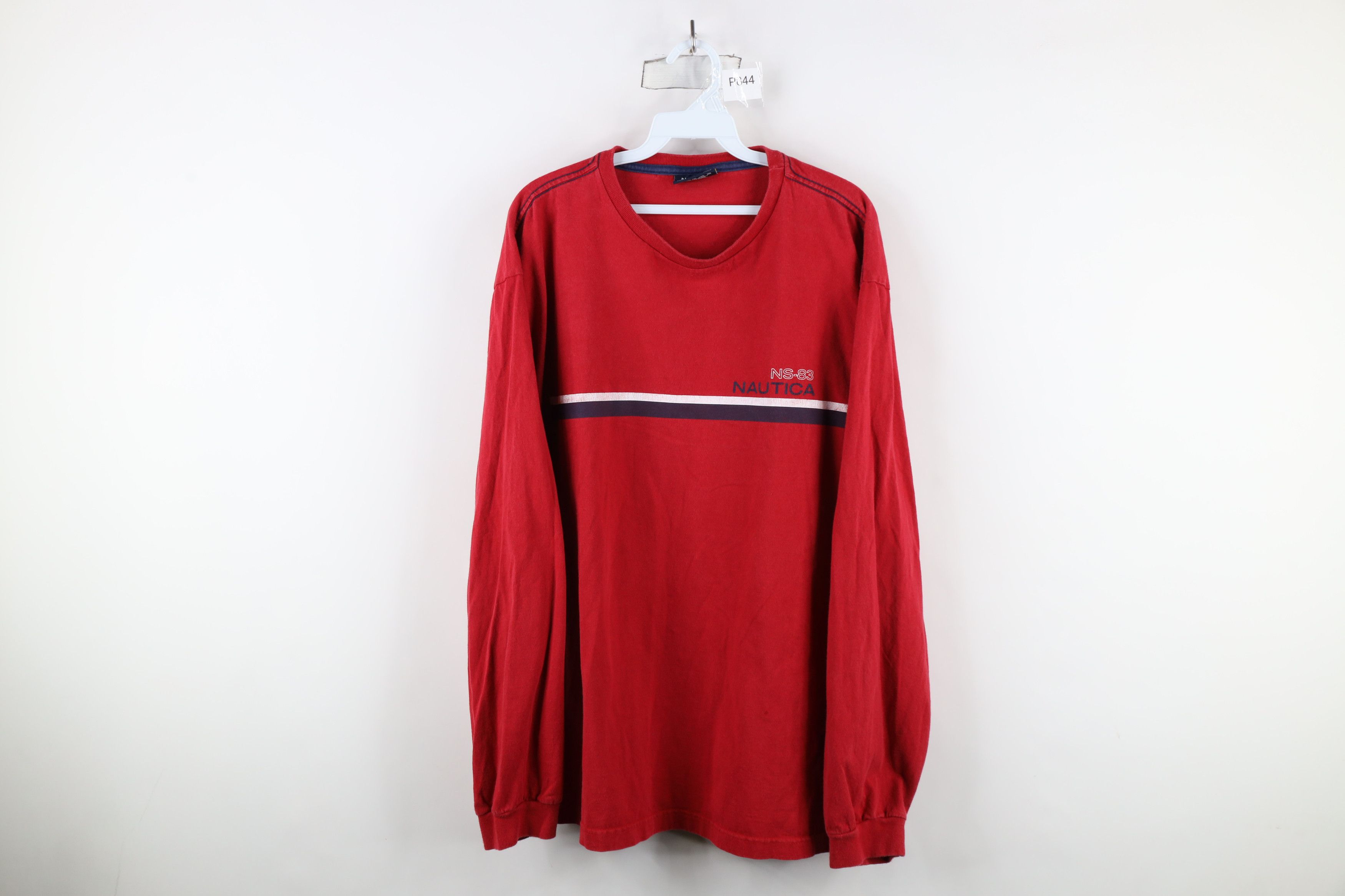 Nautica × Vintage Vintage 90s Nautica Out Striped Long Sleeve T-Shirt Red Size US XL / EU 56 / 4 - 1 Thumbnail