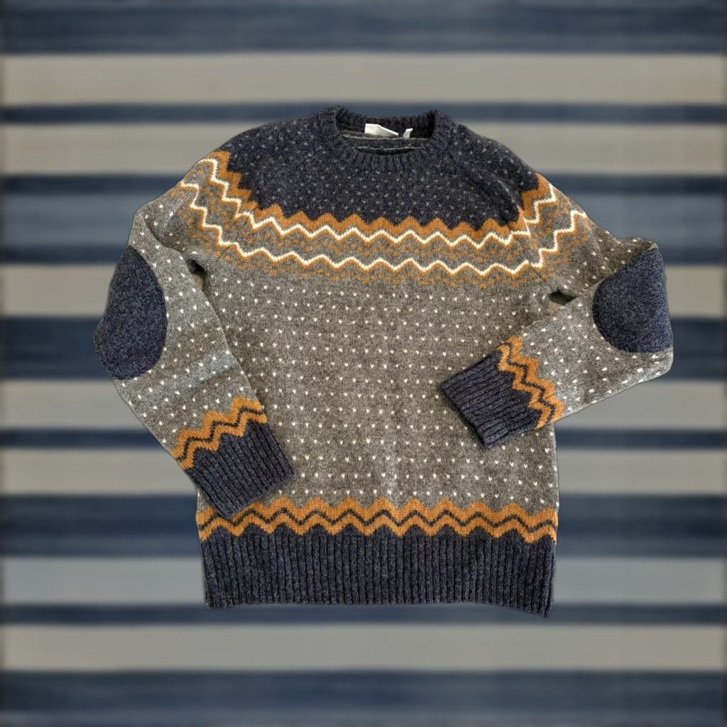Vintage Fjallraven Wool Sweater Fair Isle Birdseye Blue Nordic Elbow Patches Mens Medium Size US M / EU 48-50 / 2 - 1 Thumbnail