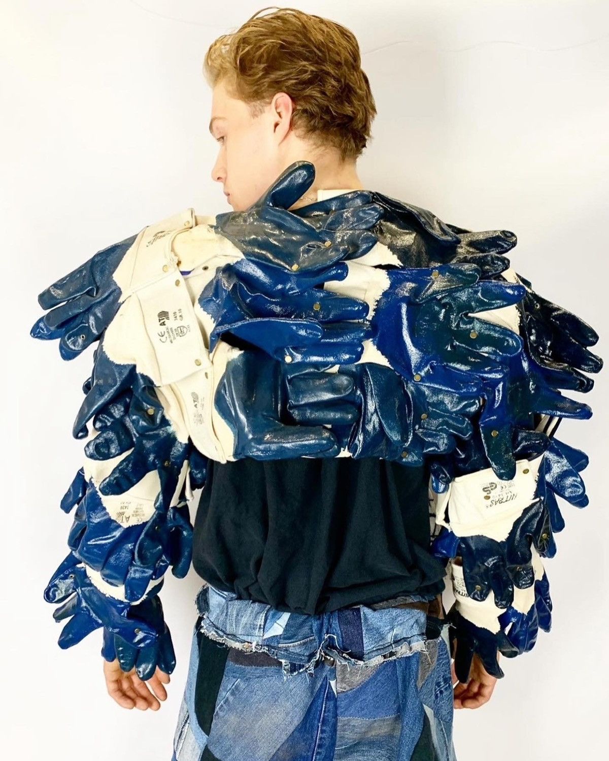 Art Comes First UPCYCLE CUSTOM BOMBER JACKET OF WORK AVANTGARDE GLOVES 🧷 Size US M / EU 48-50 / 2 - 7 Thumbnail