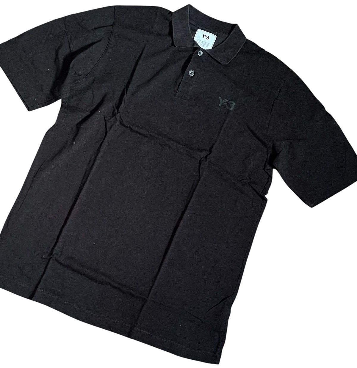Yohji Yamamoto TAX FREE 🇺🇸 Yohji yamamoto y-3 logo black polo shirt Size US M / EU 48-50 / 2 - 6 Thumbnail