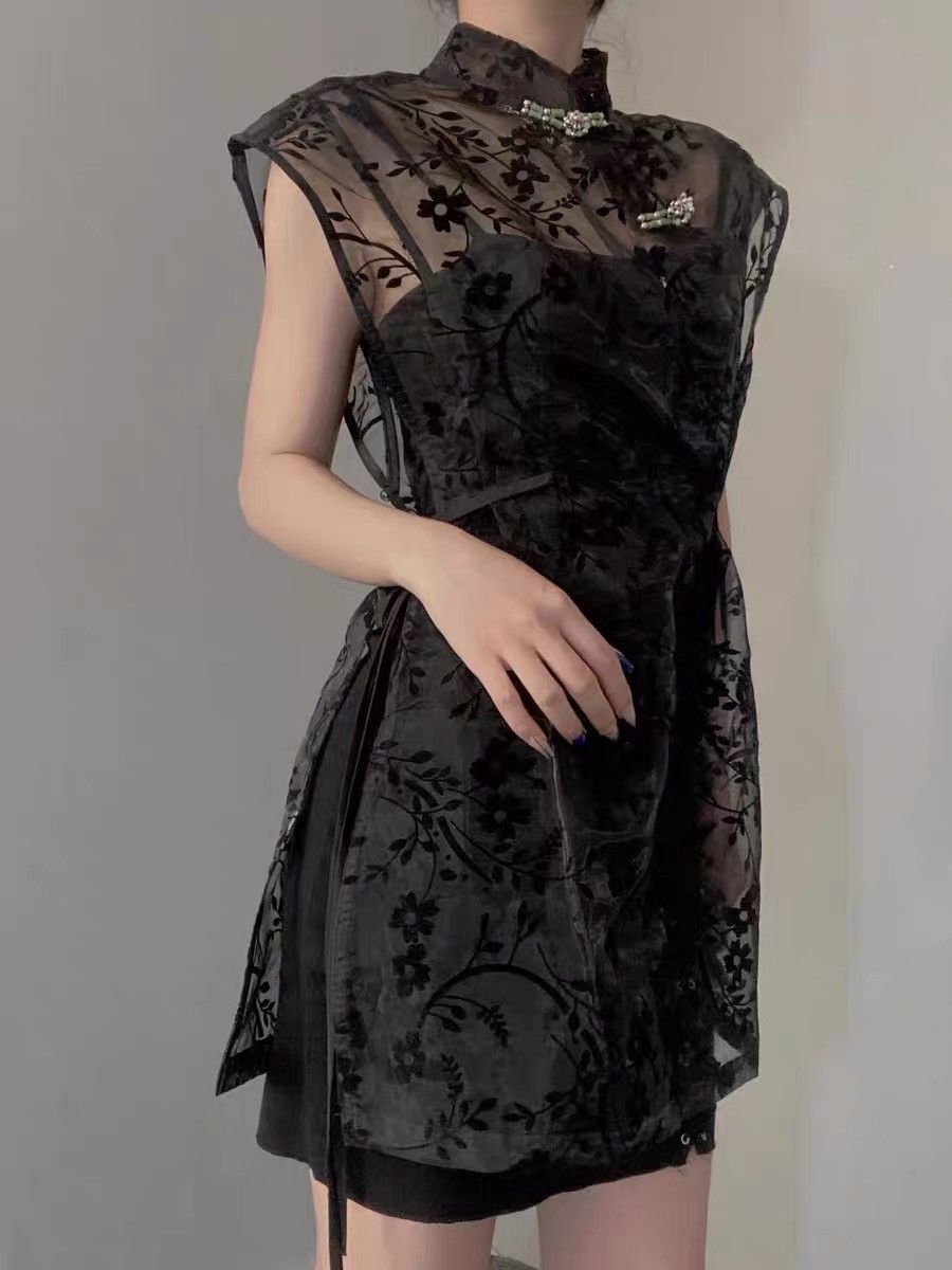 Other Sheer Modern Chinese-Inspired Overlay Dress – Size Large Size L / US 10 / IT 46 - 2 Thumbnail