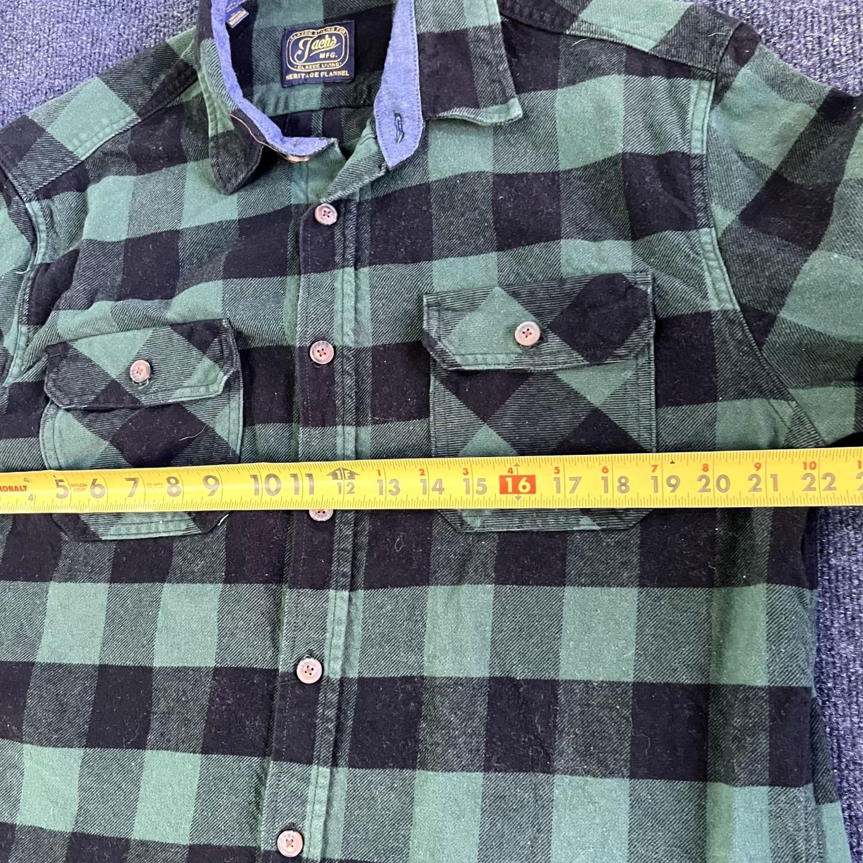 Vintage Jachs MFG Flannel Shirt Mens Large Green Plaid Long Sleeve Button-Up Workwear Size US L / EU 52-54 / 3 - 5 Thumbnail