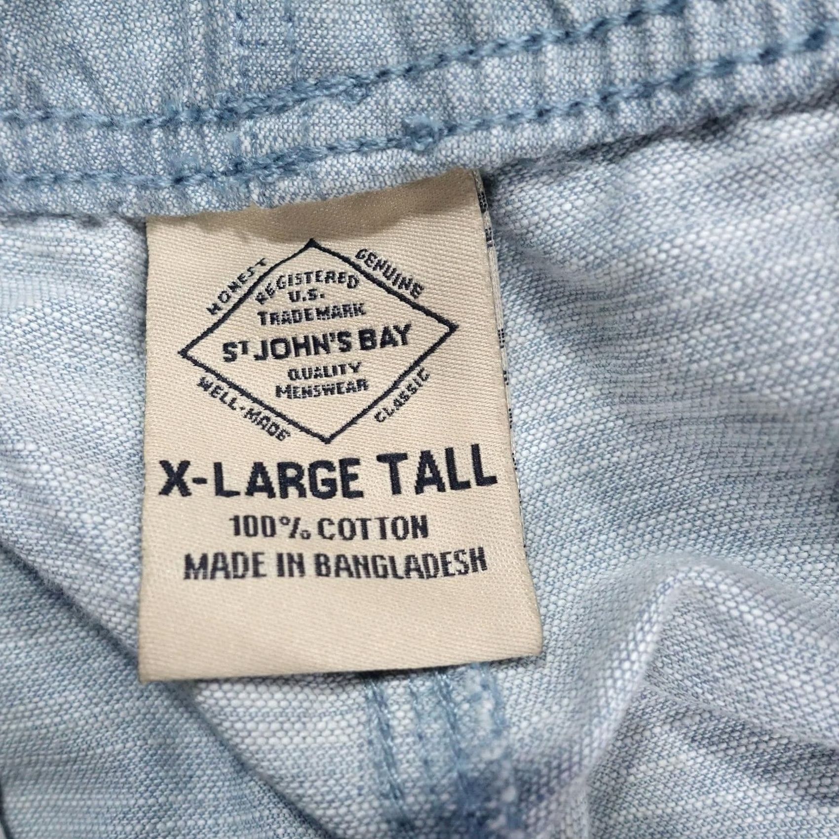 Vintage St. John's Bay Shorts Mens XLT Blue Chambray Drawstring Cotton 8 Inseam Size US 36 / EU 52 - 5 Thumbnail