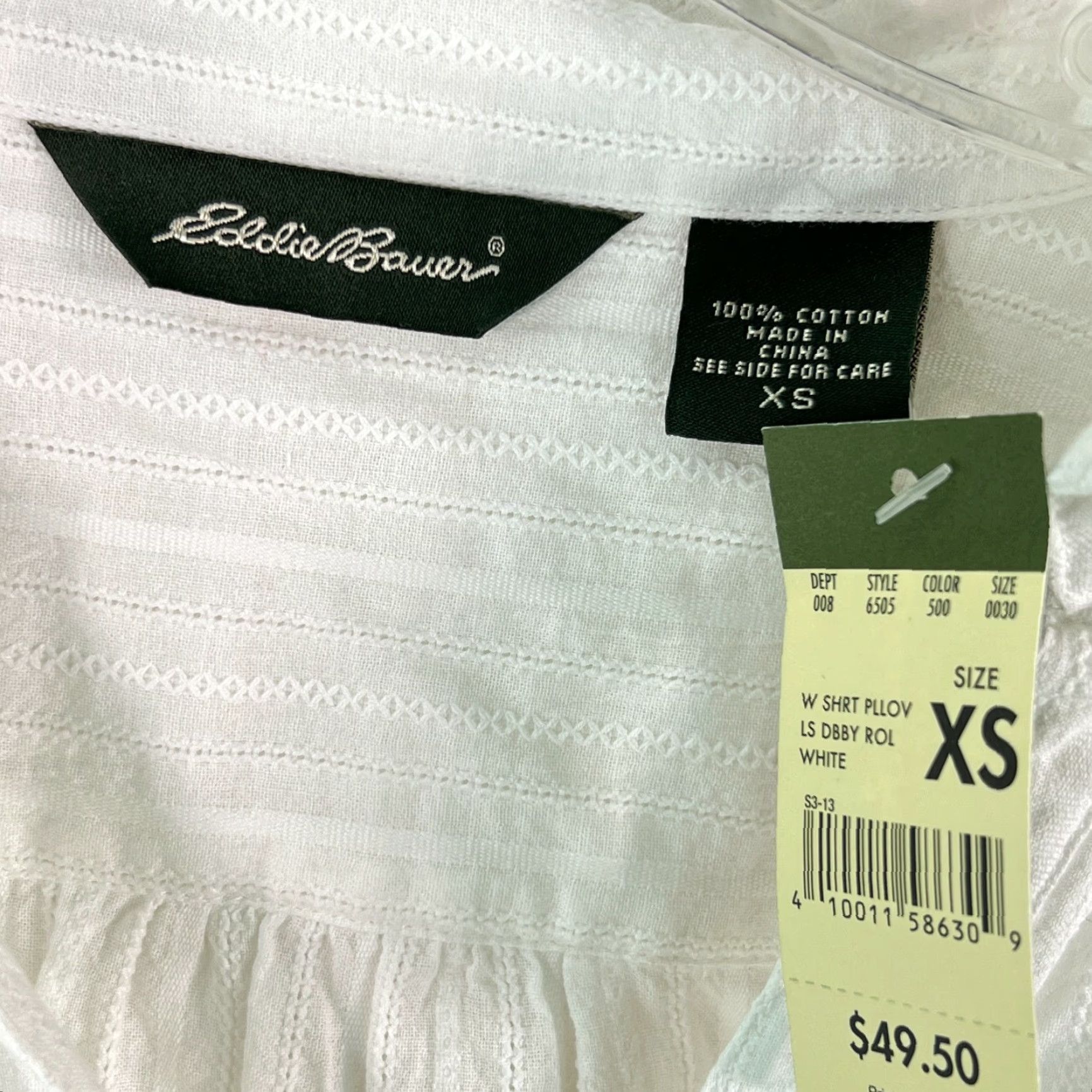 Eddie Bauer Eddie Bauer Women's White Striped Roll Tab Sleeve Blouse Size XS - Casual Cotton Shirt Size XS / US 0-2 / IT 36-38 - 6 Thumbnail