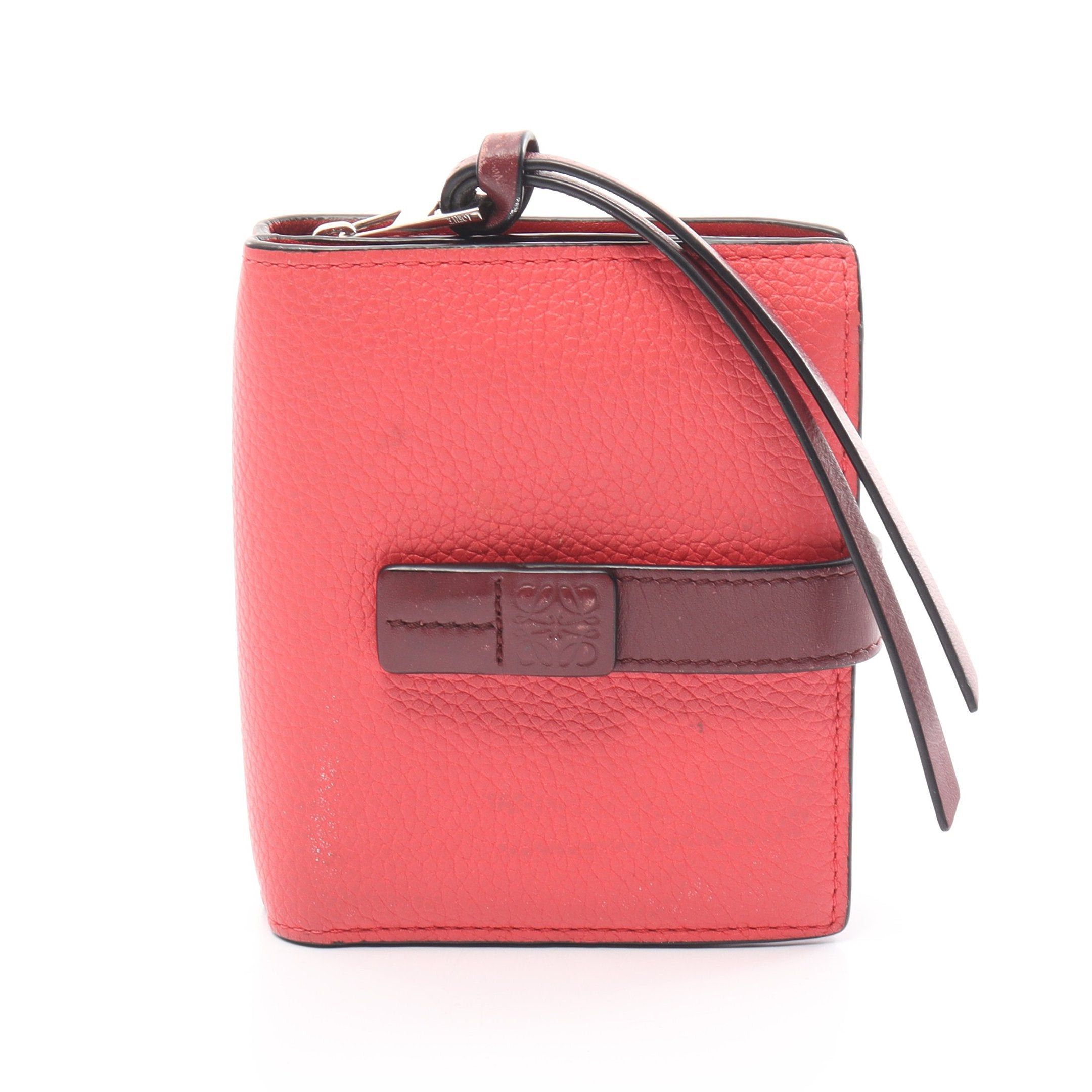 image of Loewe Compact Zip Wallet Bi-Fold Wallet Leather Pink Bordeaux, Women's