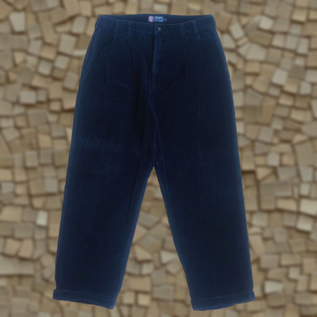 Ralph Lauren VINTAGE CHAPS RALPH LAUREN PANTS CORDUROY 100% COTTON Y2K 90s PLEATED JEANS SZ 36x30 Mens Regular Straight Blue Size US 36 / EU 52 - 1 Thumbnail