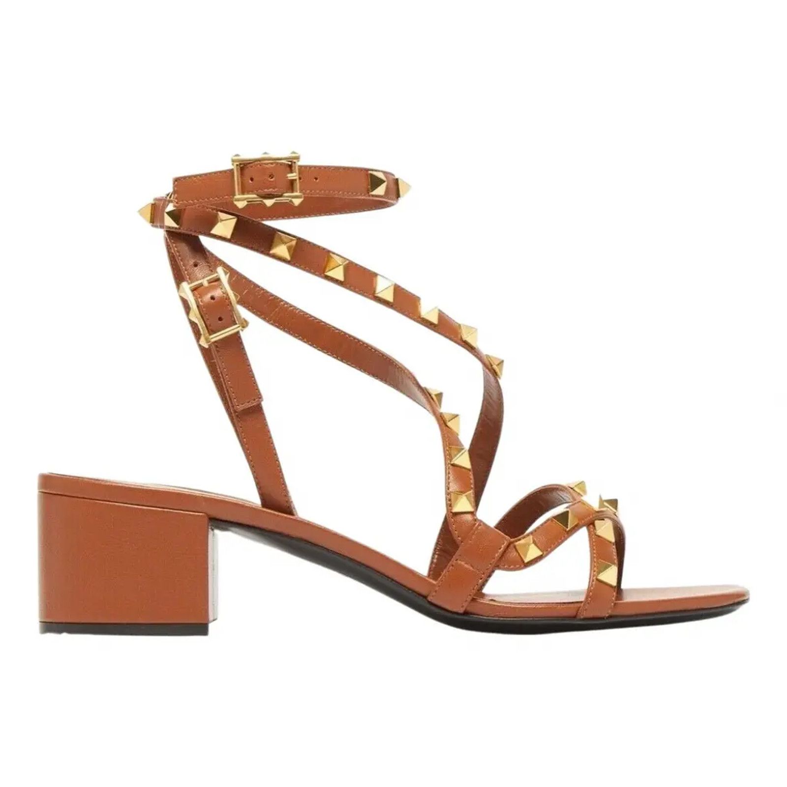 Valentino Valentino Rockstud Brown Flair City Ankle Strap Wrap Size US 7 / IT 37 - 1 Thumbnail