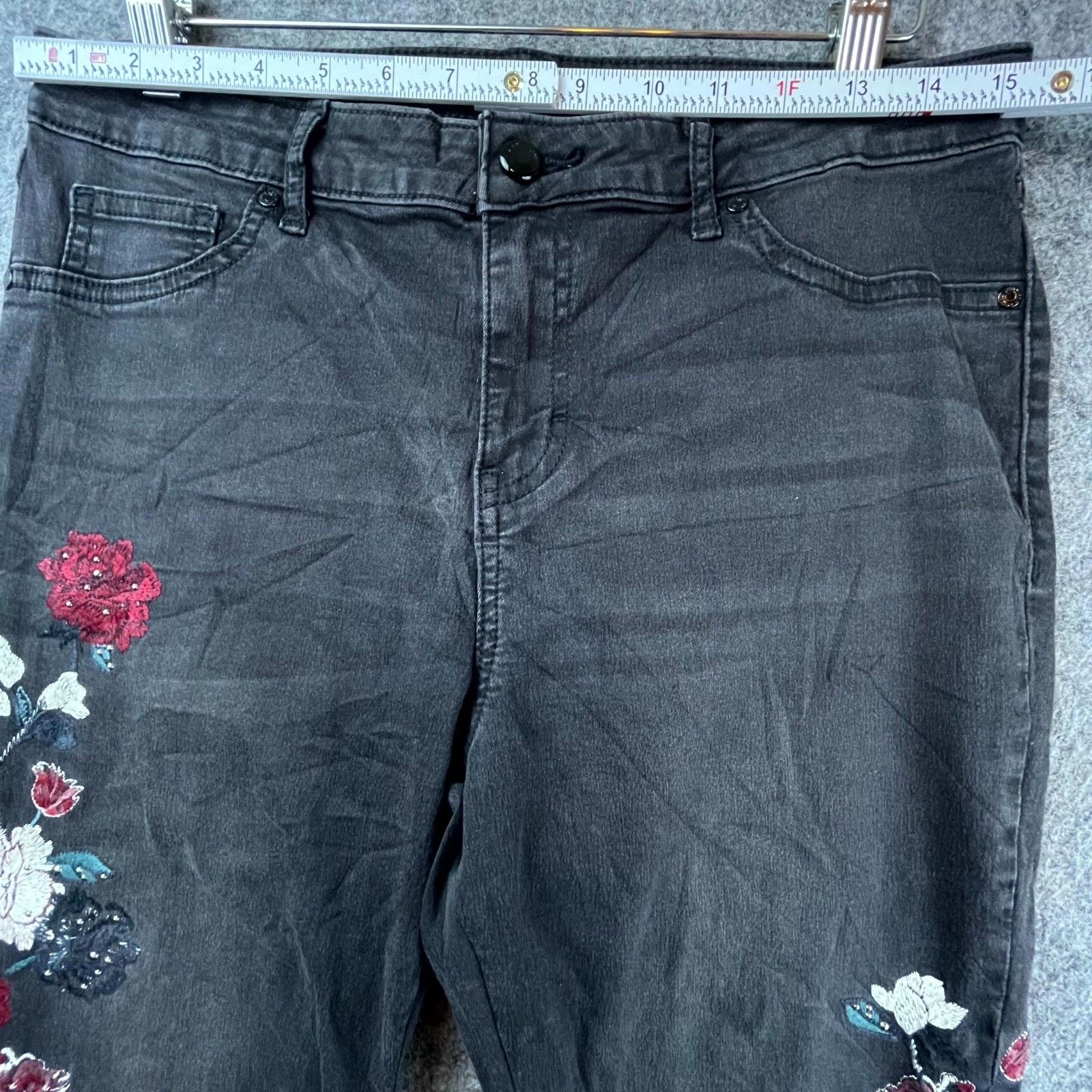 Jennifer Lopez Jennifer Lopez Super Skinny Jeans Womens 12 Black Floral Y2K Size 34" / US 12 / IT 48 - 5 Thumbnail