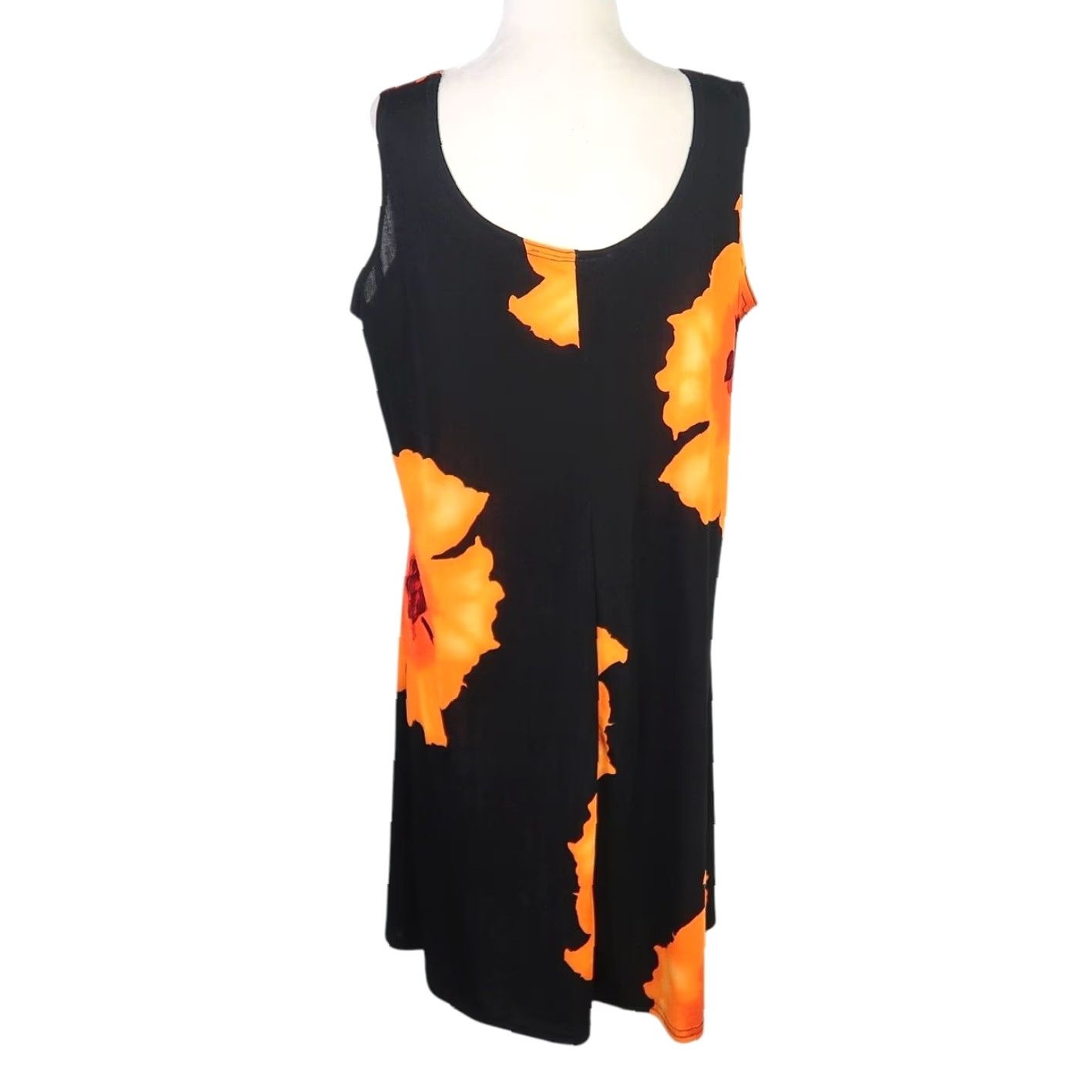 Vintage VINTAGE Pretty Woman Floral Jersey Mini Dress Sleeveless M Black Orange 90s Women Mens? Size M / US 6-8 / IT 42-44 - 3 Thumbnail