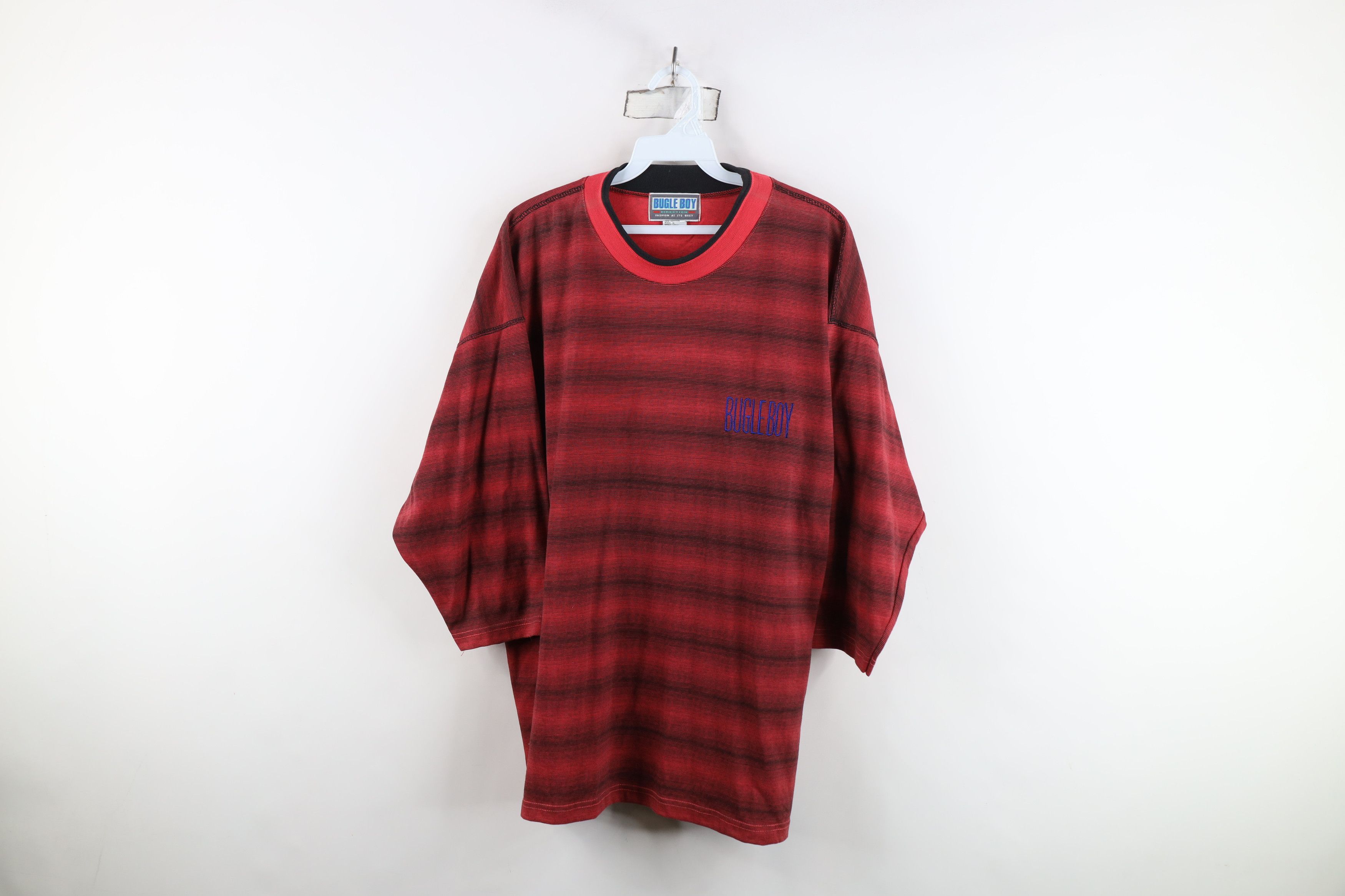 Vintage 90s Bugle Boy Baggy Fit 3/4 Sleeve T-Shirt Red