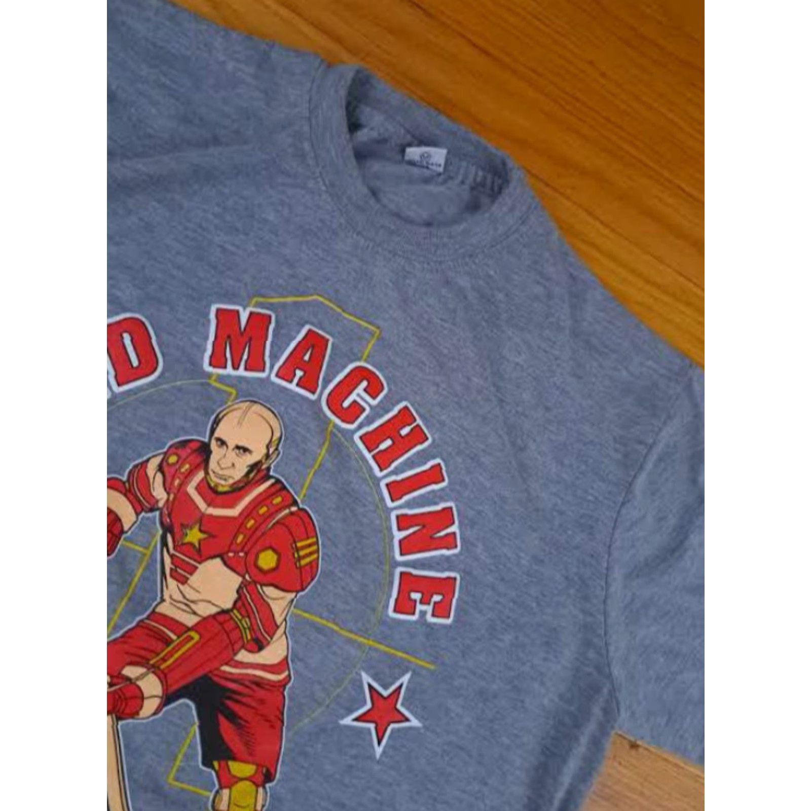 Vintage Vladie and the Red Machine T-Shirt, Hockey, Gray, XXL, Lyon, Unisex Adults, Short Sleeve, Regular Fit, 2XL, Gray Size US XXL / EU 58 / 5 - 5 Thumbnail