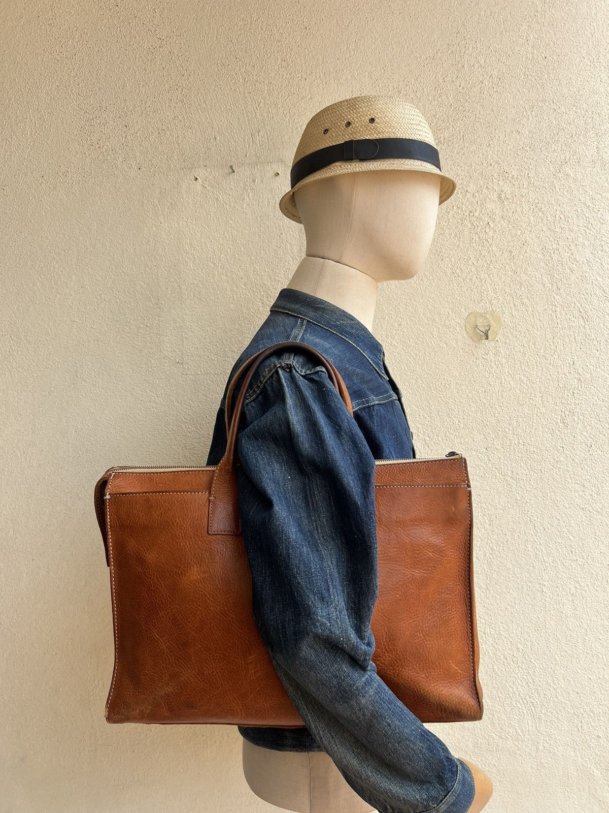 Leather dan Genten Japan Distress Muddy Patina Leather Bag Handle Size ONE SIZE - 1 Thumbnail