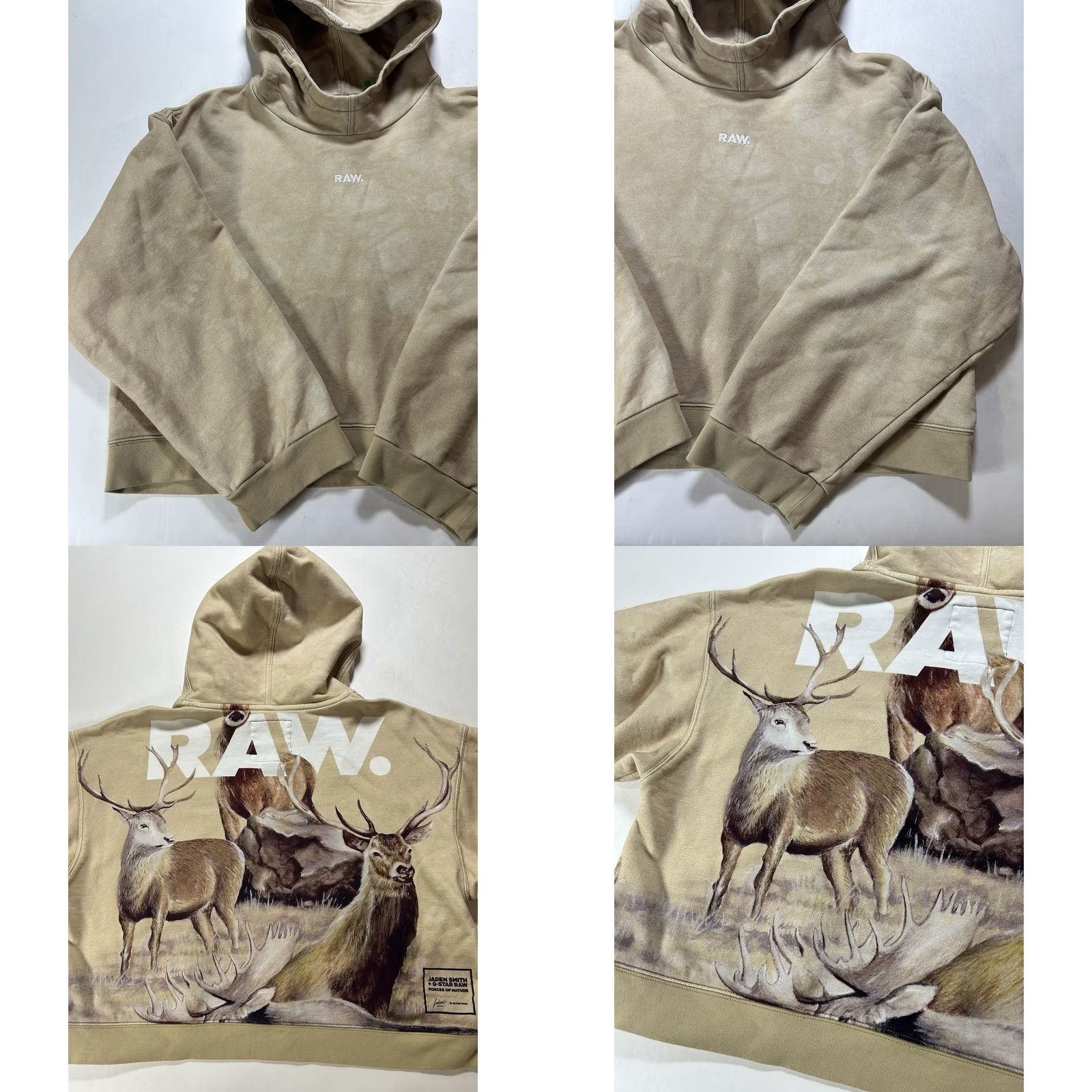 Vintage Womens Small Tan Jaden Smith G-Star RAW Cropped Graphic Hoodie Pullover Limited Size S / US 4 / IT 40 - 9 Thumbnail