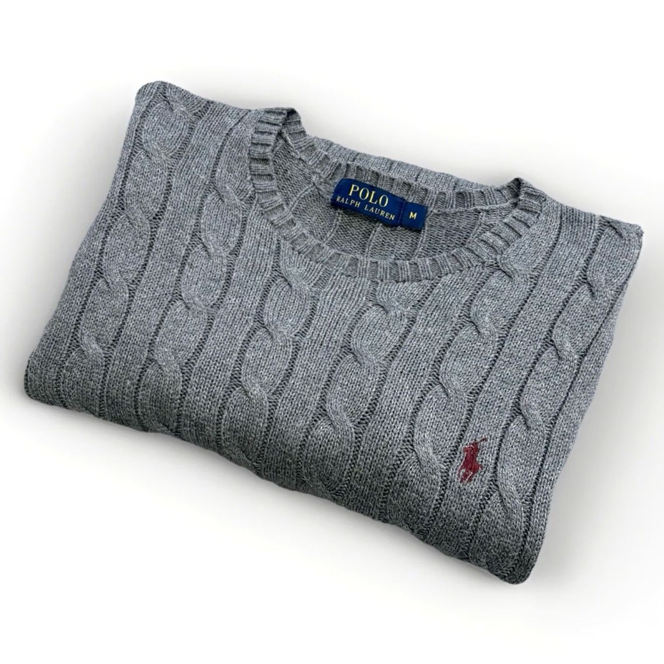 Polo Ralph Lauren Ralph Lauren Jumper Mens Medium Grey Cable-Knit Pullover Polo Ralph Used Size US M / EU 48-50 / 2 - 2 Thumbnail