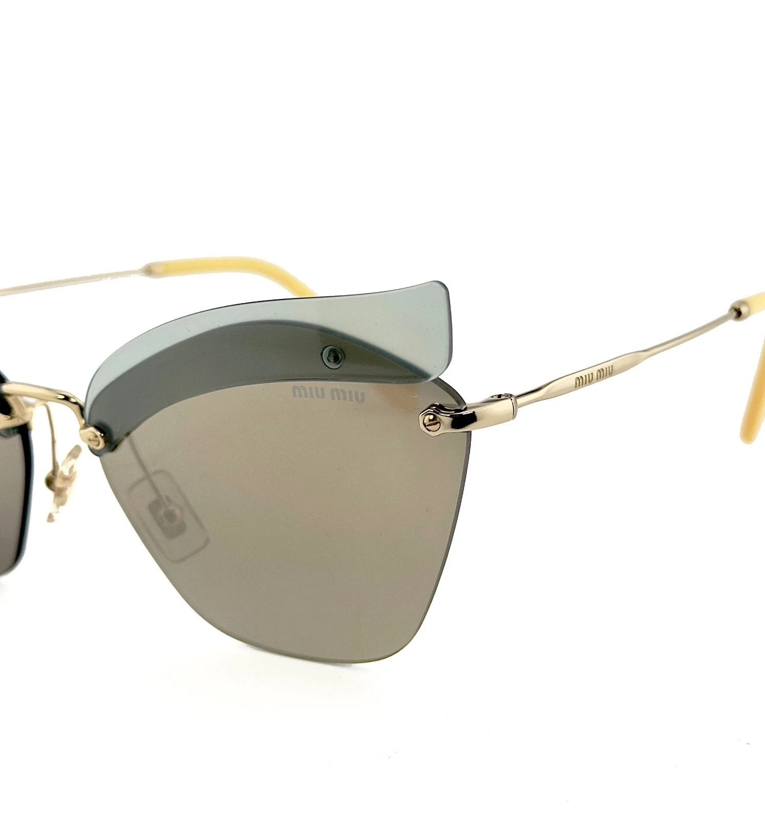Miu Miu MIU MIU 56T MU56TS Green Yellow Gold Mirrored Sunglasses Size ONE SIZE - 8 Thumbnail