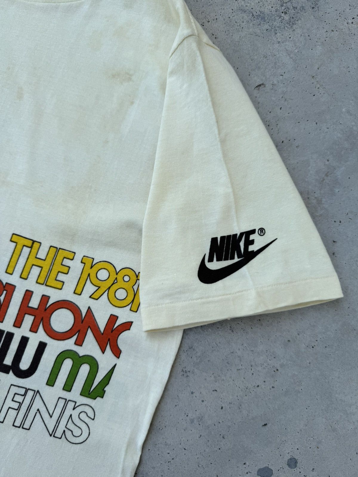 Nike 🔥Vintage 80s Nike Honolulu Marathon X Crazy Shirt Size US M / EU 48-50 / 2 - 10 Thumbnail