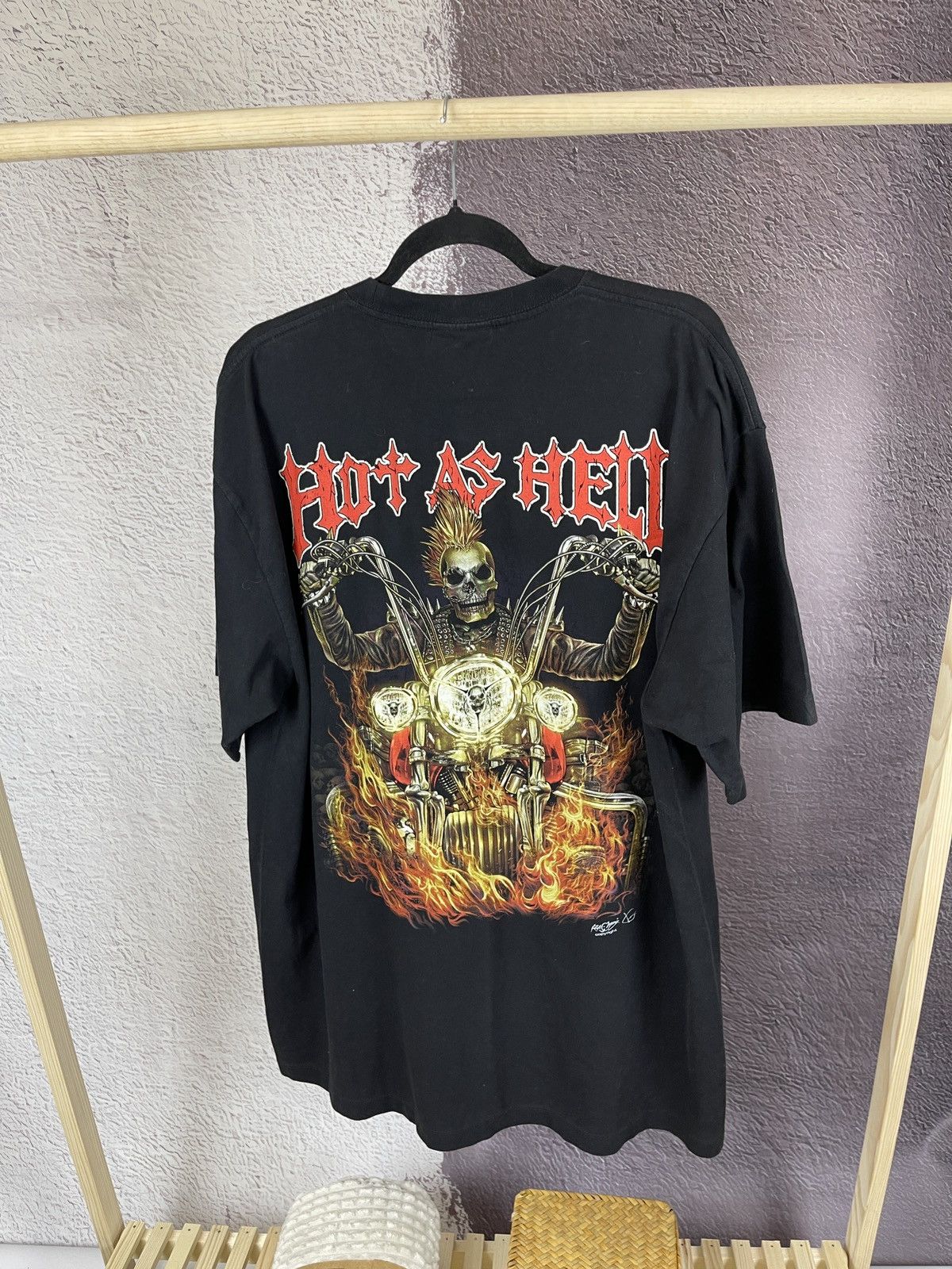 Band Tees Rock Chang Hot as hell vintage skull ghost rider tee Size US XL / EU 56 / 4 - 2 Thumbnail