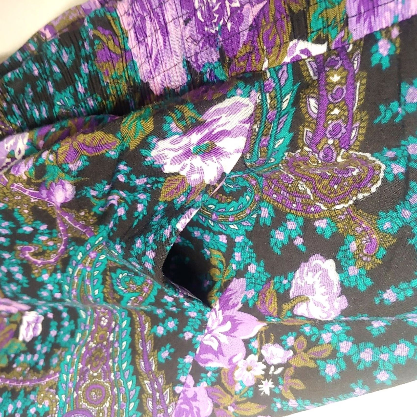 Vintage VINTAGE Karin Stevens Outfit Skirt Shirt Set Black Purple Floral Paisley Size 8 Womens Size M / US 6-8 / IT 42-44 - 6 Thumbnail