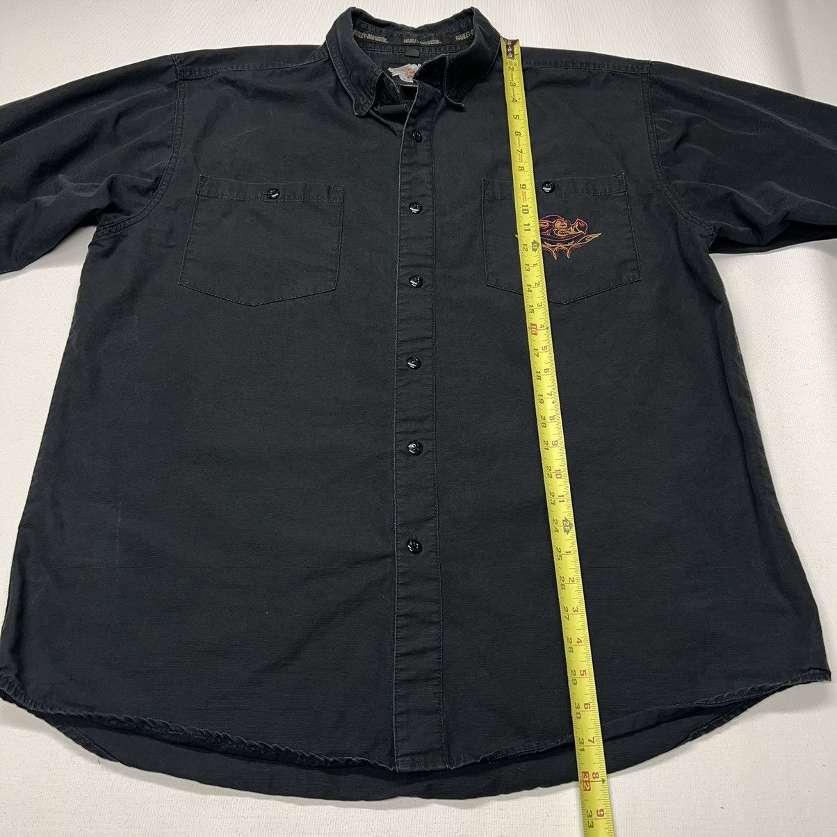Harley Davidson × Vintage Harley Davidson Button Up Shirt Black Embroidered Logo Biker Size US XL / EU 56 / 4 - 22 Thumbnail