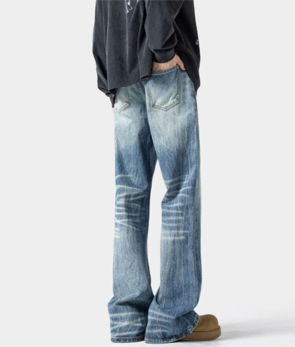 Jean High Street Washed Men's American Distressed Lightning Jeans Size US 32 / EU 48 - 2 Thumbnail