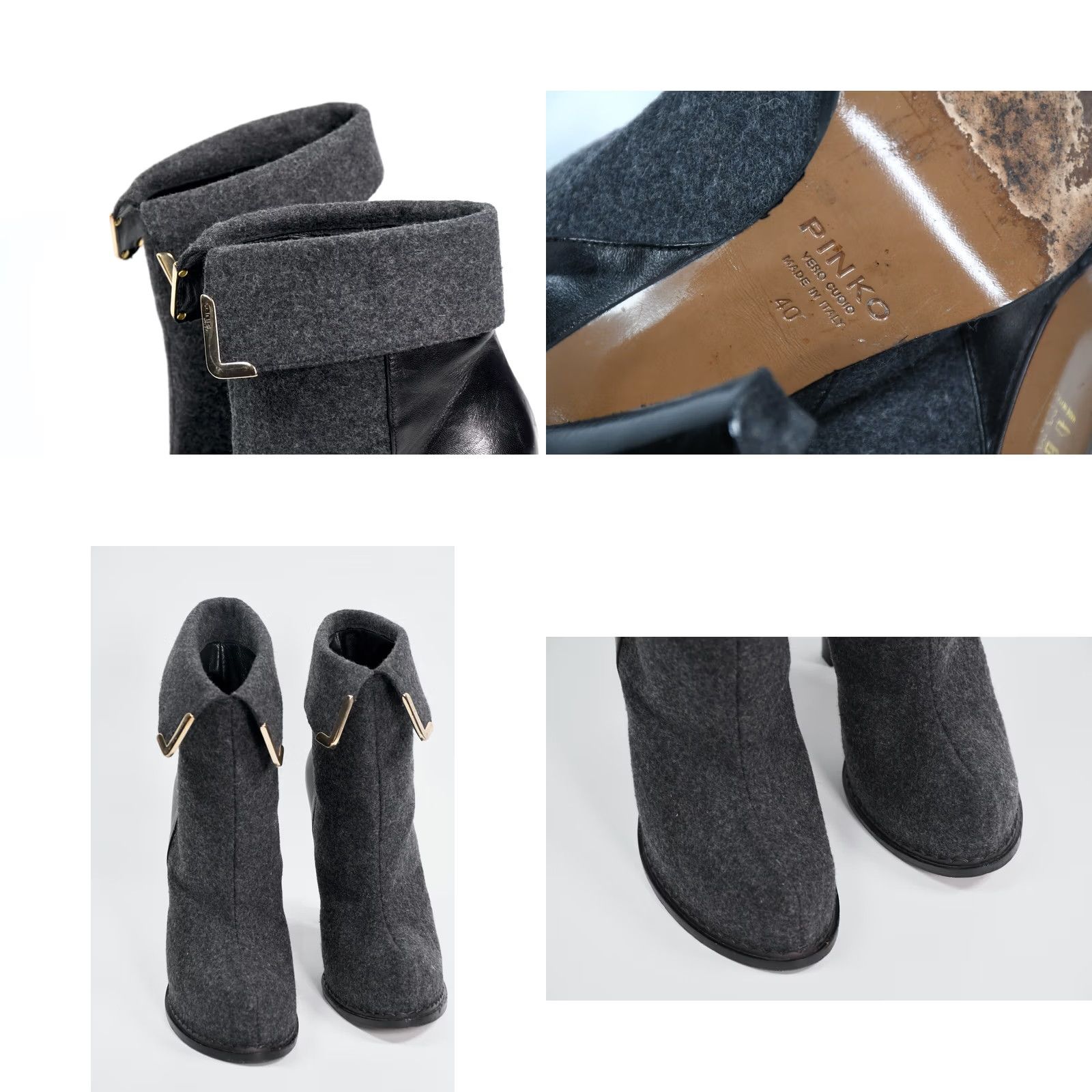 Pinko PINKO Boot Leather Heel Bootie GrayEU 40 US 9 UK 7 Women Boots 4 in+ Ultra High 40 Leather Women's Boots Size US 7 / IT 37 - 8 Thumbnail