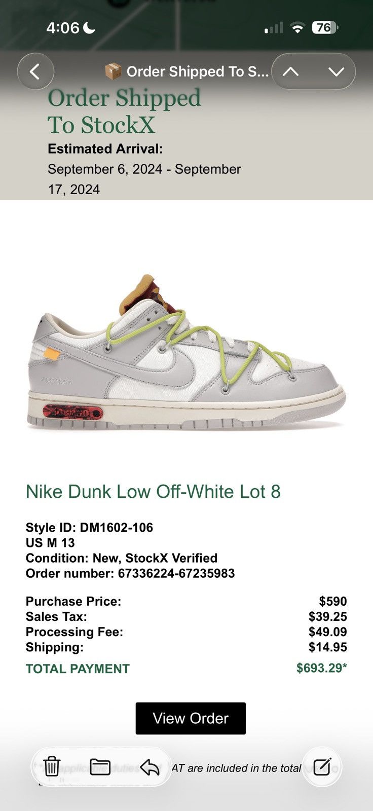 Nike × Off-White Nike Dunk Low Off-White Lot 8 Size US 13 / EU 46 - 12 Thumbnail