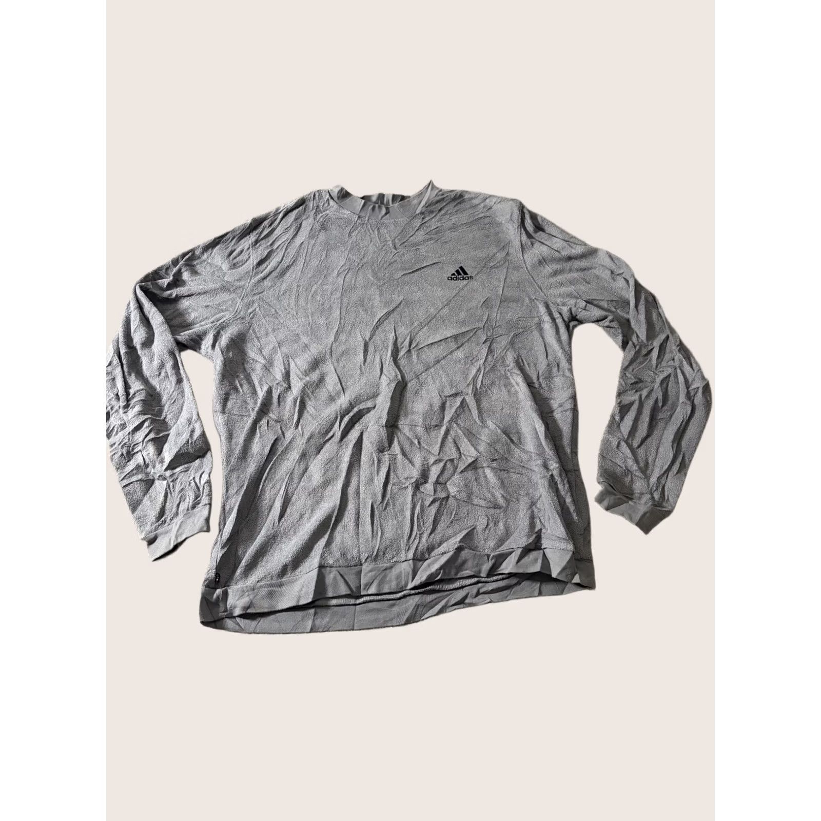 Adidas Adidas Mens Large Gray Long Sleeve Terry Crewneck Pullover Shirt Sample Logo Size US L / EU 52-54 / 3 - 1 Thumbnail
