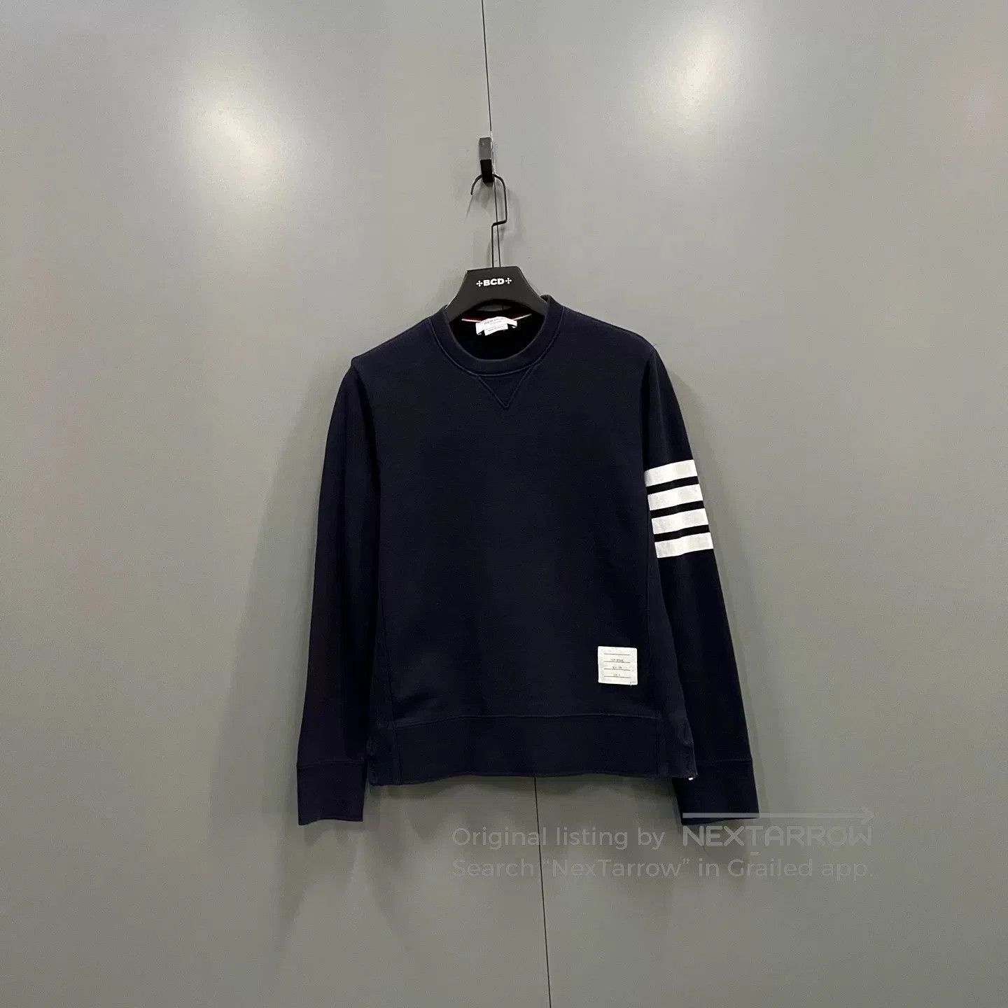 thom browne navy striped sweatshirt size 3.