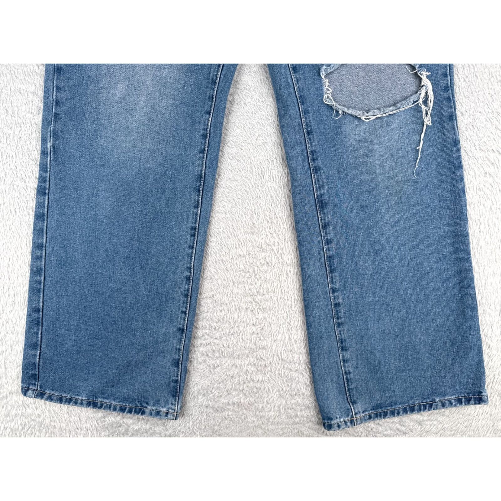 Vintage Denim Blvd Jeans Women 28 Blue Distressed High Rise Wide-Leg 28x29 Cotton Blend 5-Pocket Denim Jeans Womens Vintage No Size 28" / US 6 / IT 42 - 2 Thumbnail