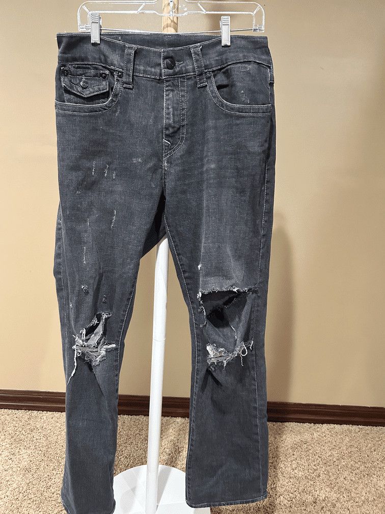 True Religion 1 OF 1 True Religion Purple-Stitched Ripped Denim Size US 32 / EU 48 - 3 Thumbnail