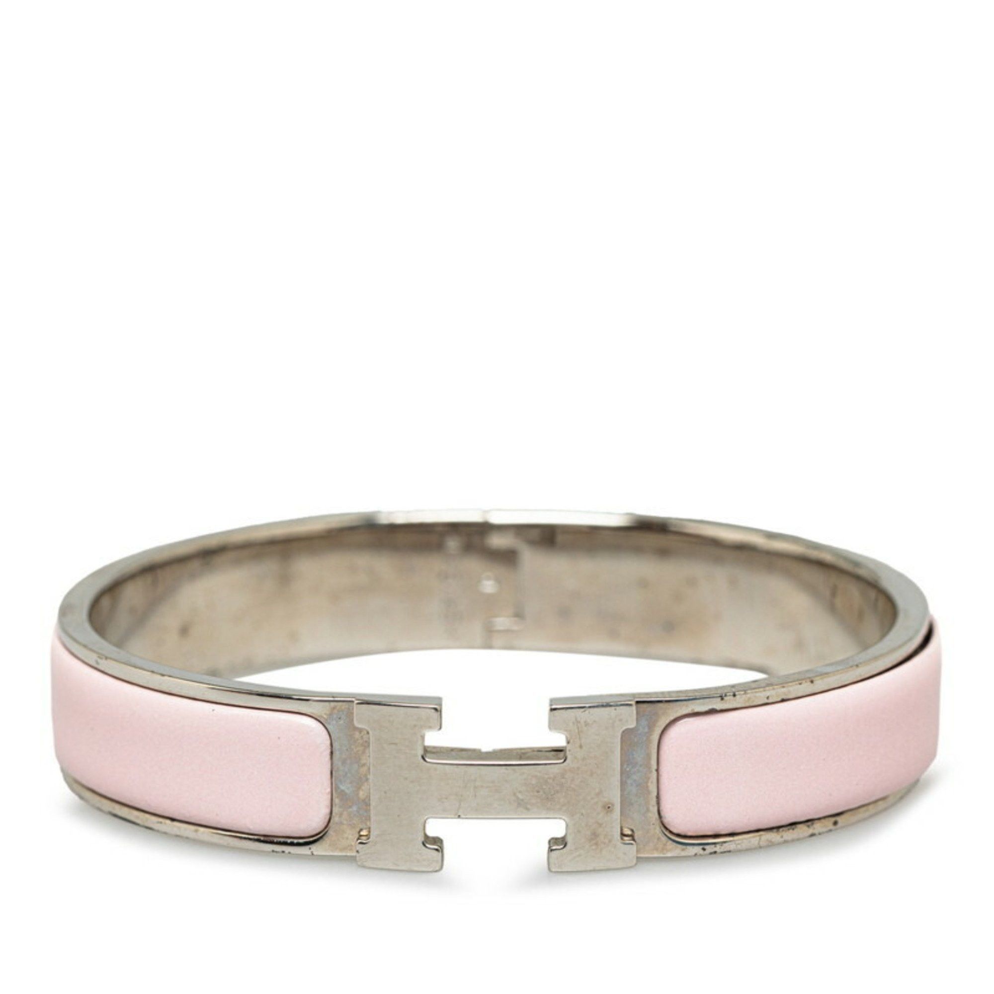 image of Hermes Click-Clack H Pm Bangle Silver Pink Metal Women's Hermes