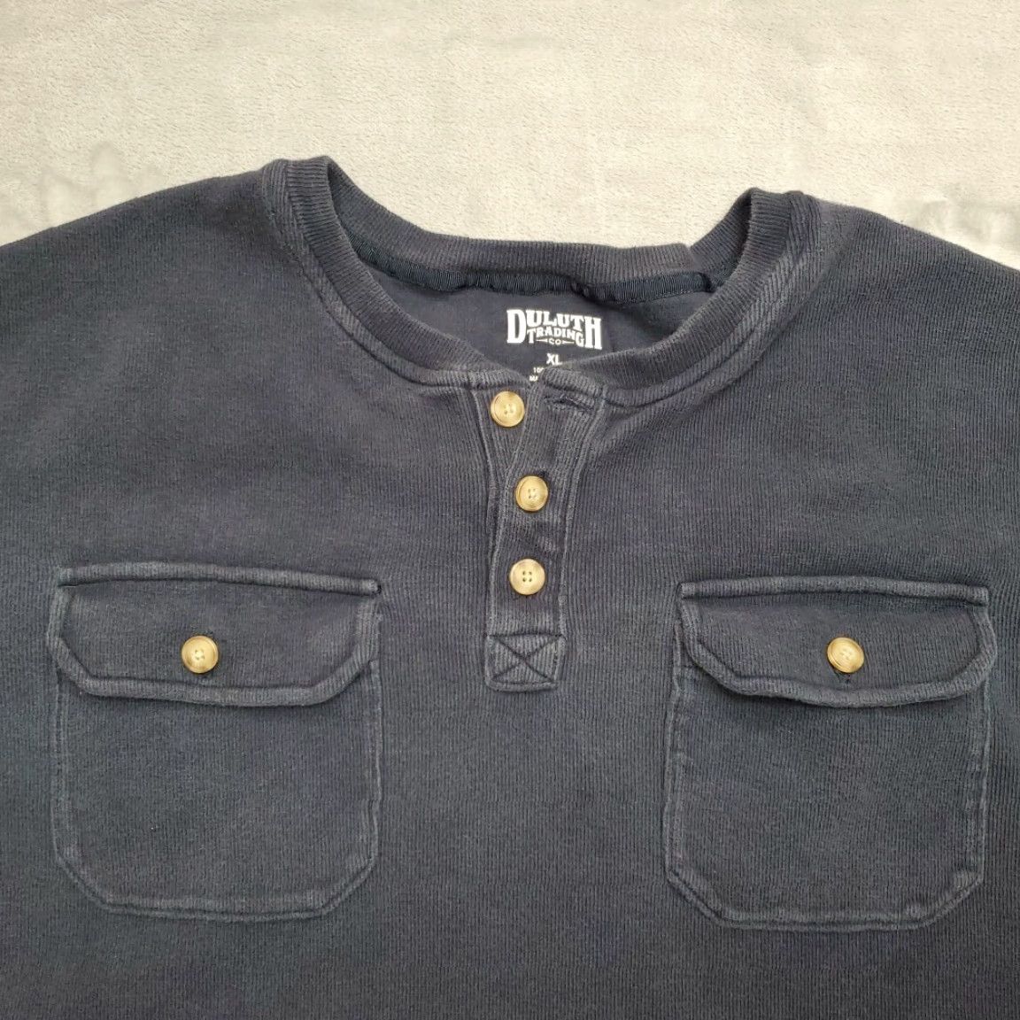 Duluth Trading Company Duluth Trading Co Shirt Mens XL Blue Ribbed Henley 100% Cotton Flap Pocket Gorp Mens XL Blue Henley Shirt Knit Cotton USA Classic Outdoor Size US XL / EU 56 / 4 - 2 Thumbnail