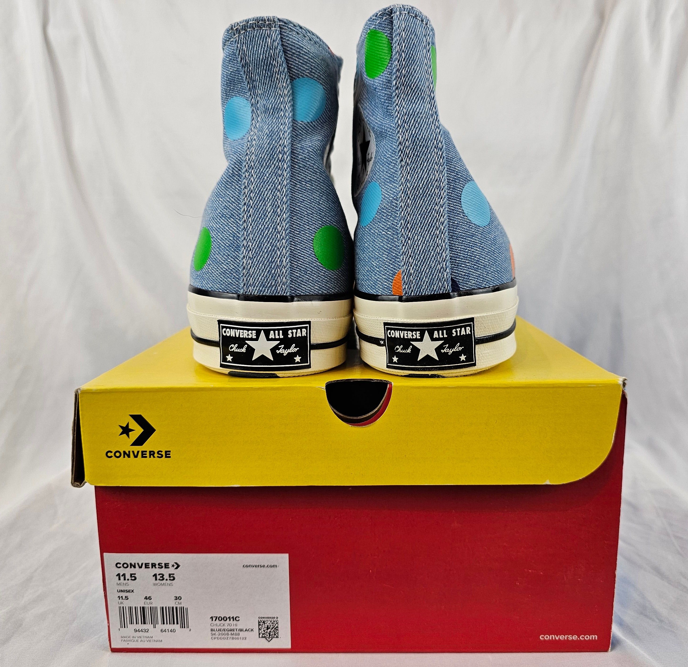 Converse Chuck Taylor All-Star 70 Hi Golf Wang Denim Polka Dots Size US 11.5 / EU 44-45 - 9 Thumbnail