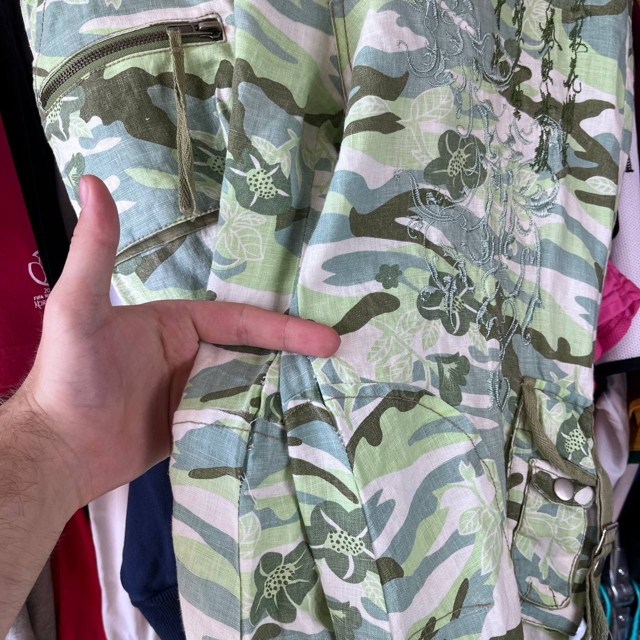 Vintage Y2K Military Camo Cargo Pants Solid Print Japanese Style Size 31" - 7 Thumbnail