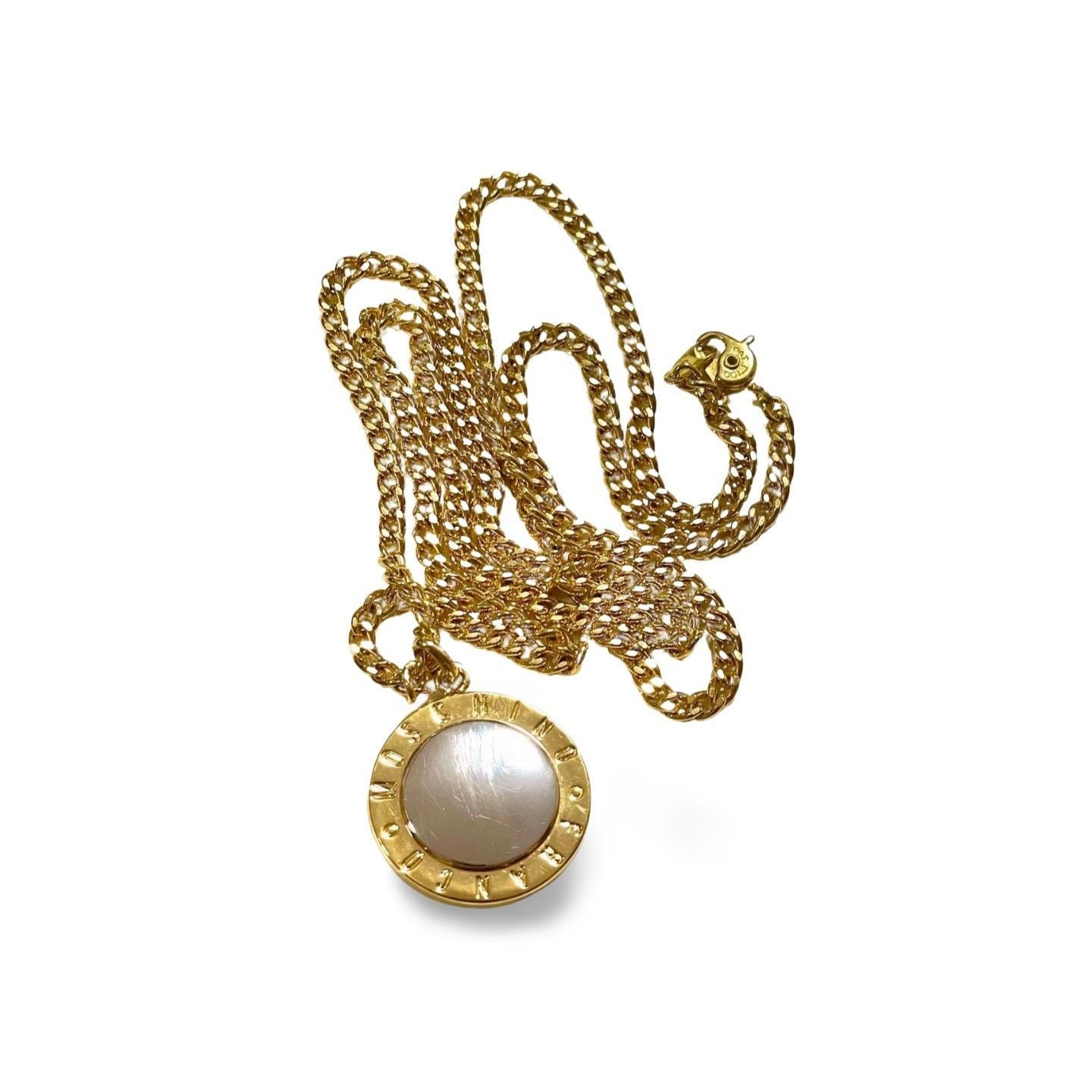 Vintage Moschino chain necklace with round logo top