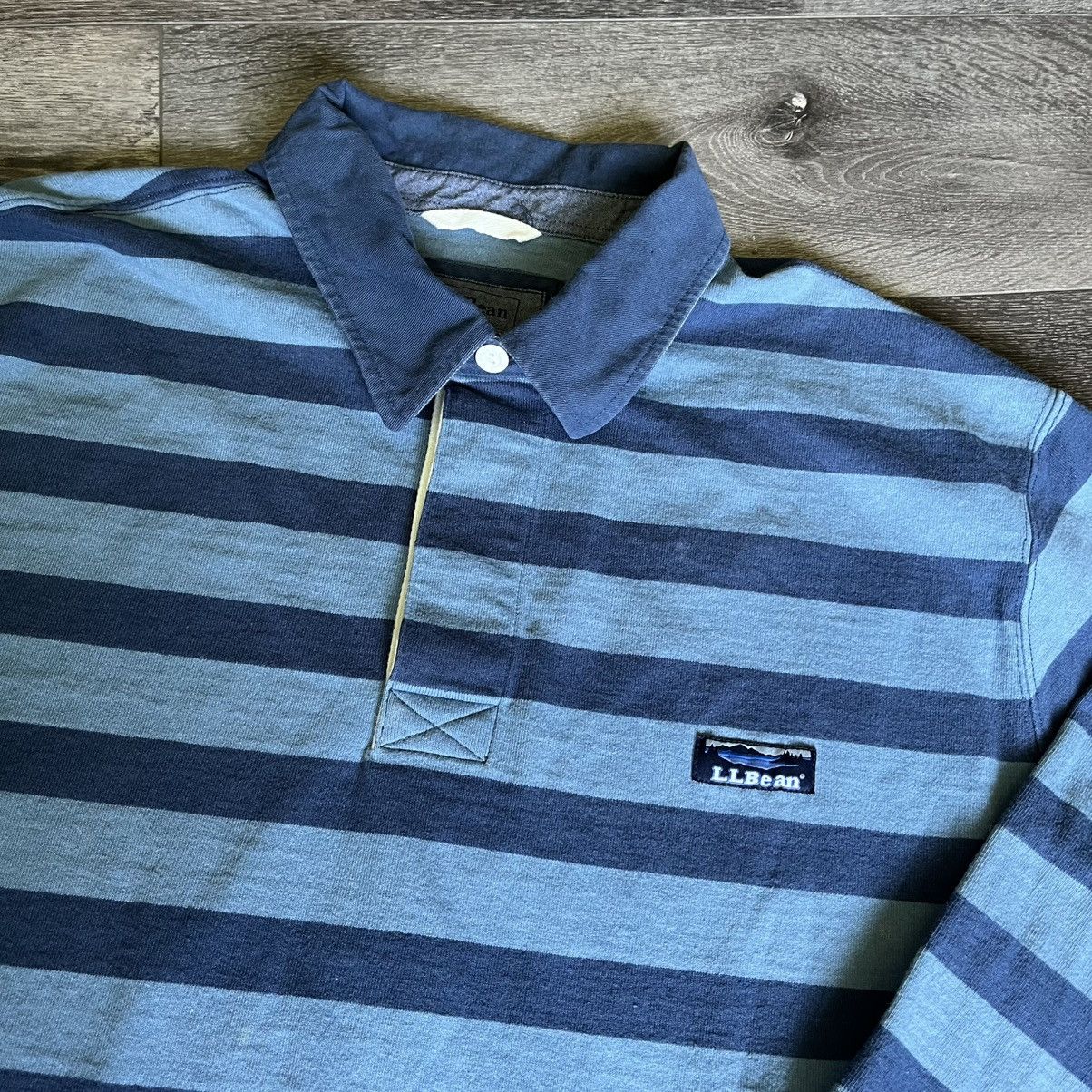 L.L. Bean Vintage L.L. Bean Lakewashed Longsleeve Rugby Striped Shirt Size US XL / EU 56 / 4 - 3 Thumbnail