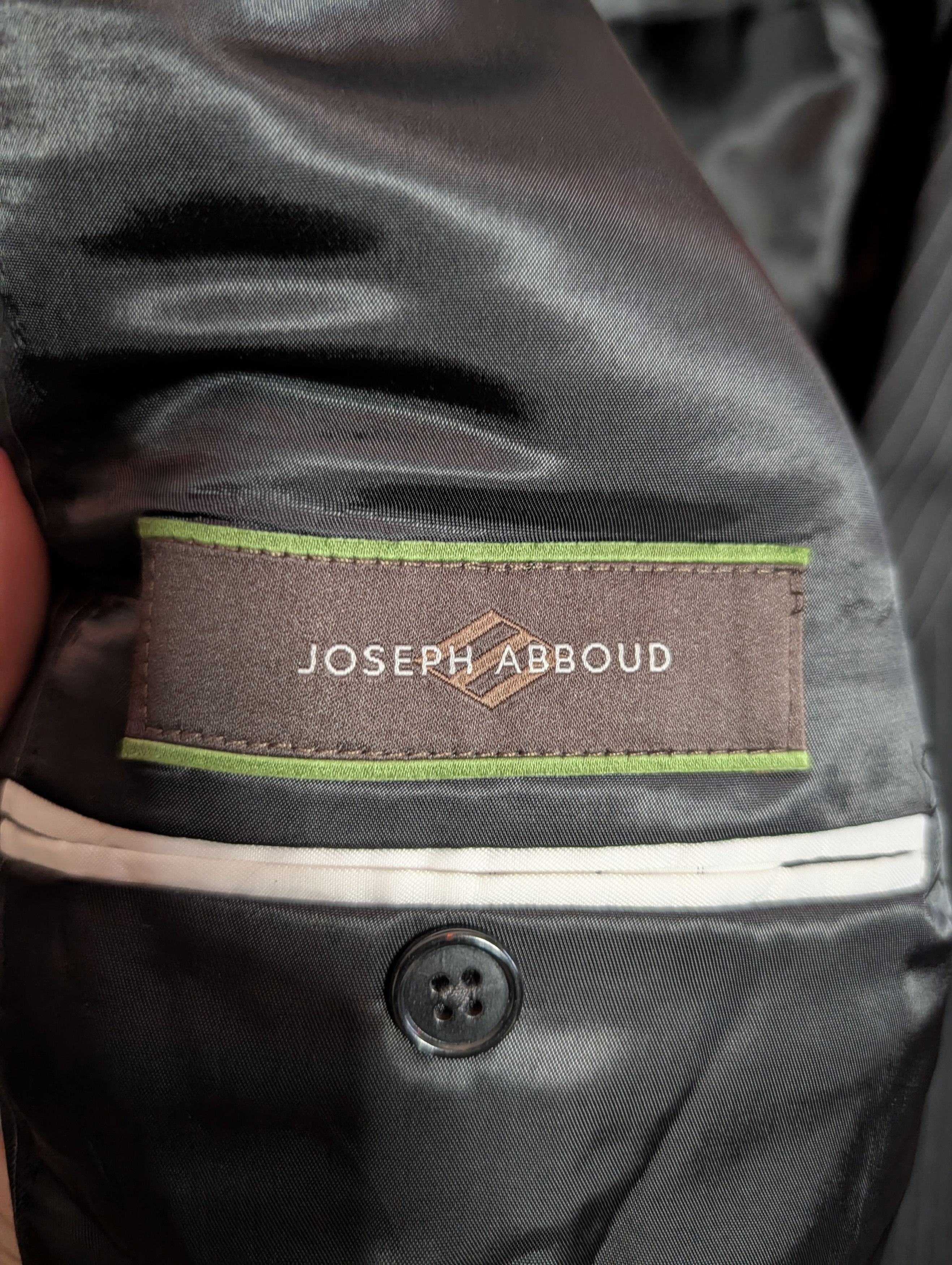 Loro Piana Super 120s Wool Black Pinstriped Joseph Abboud Jacket Size 46R - 13 Thumbnail