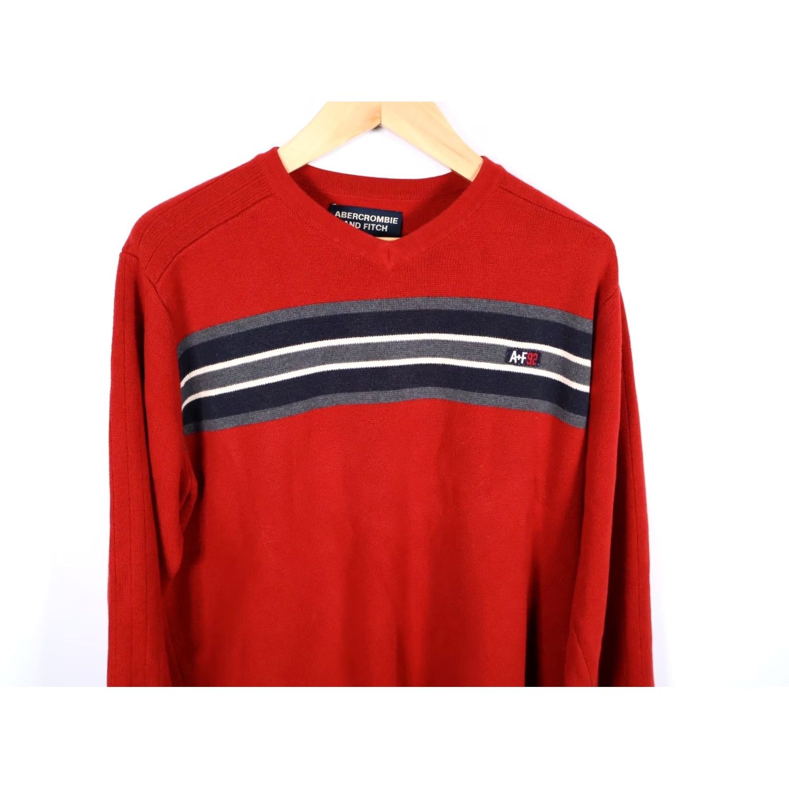 Abercrombie & Fitch VINTAGE Abercrombie & Fitch Sweater Men's XL Red Striped Knit Pullover Crew Neck 90s Hipster Retro Casual Size US XL / EU 56 / 4 - 4 Thumbnail