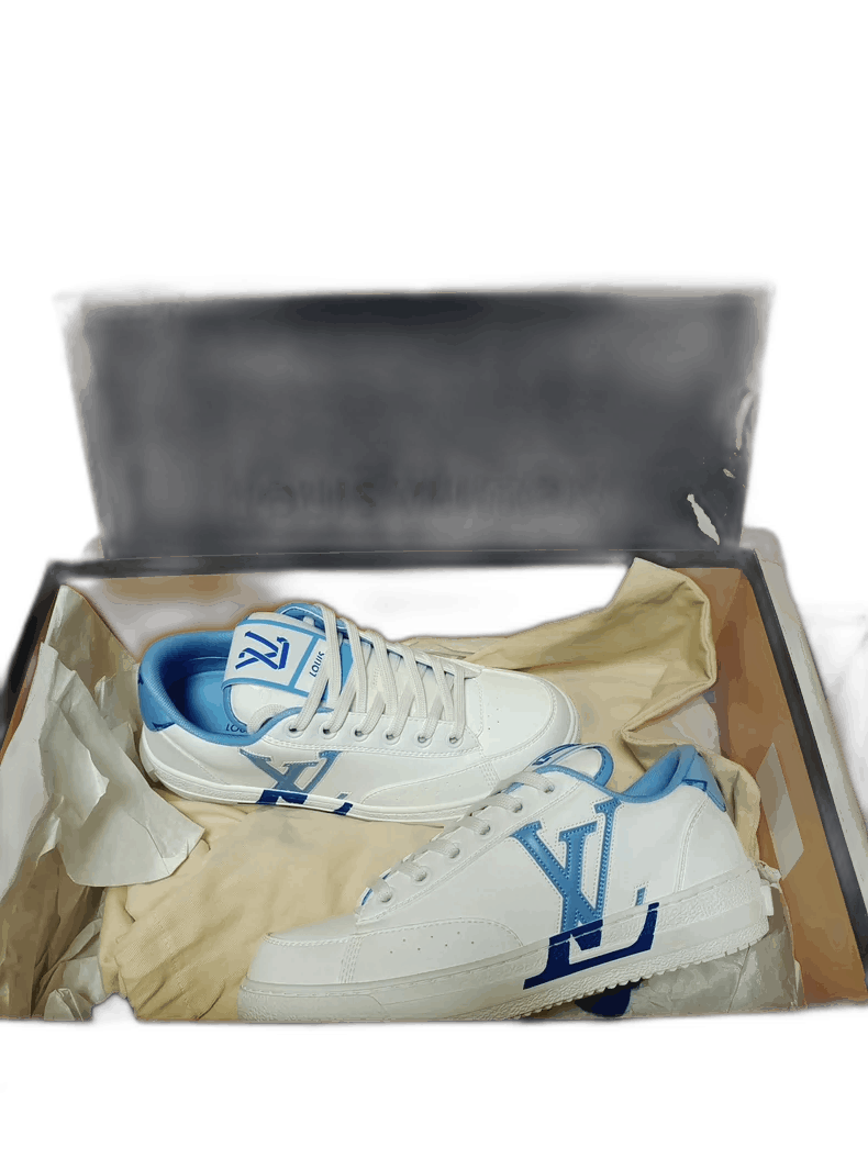Louis Vuitton Louis Vuitton White Blue Tie-Up Sneakers Size US 5 / IT 35 - 1 Thumbnail