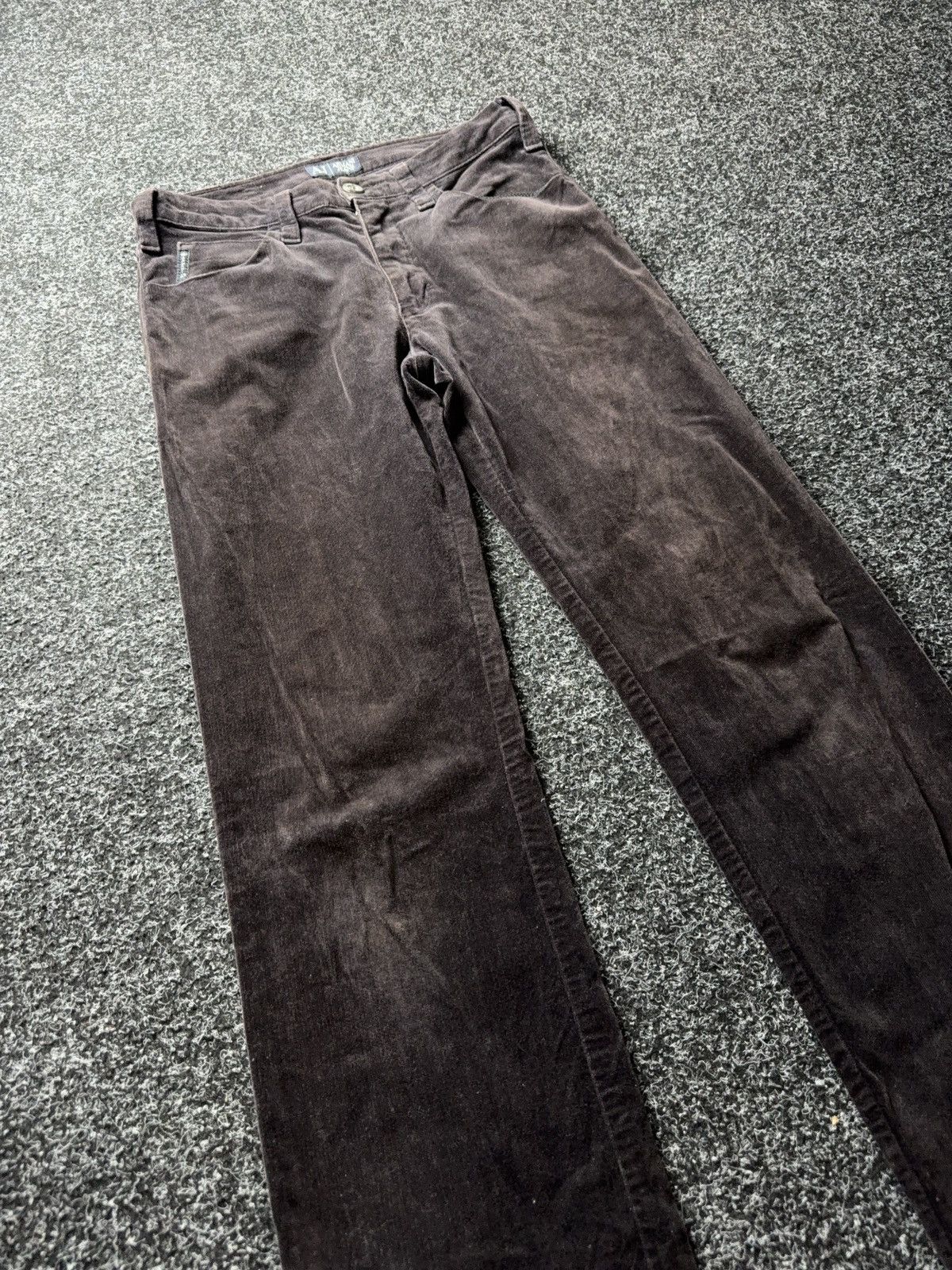 Armani Luxury 00s Armani Jeans AJ Velour Pants Brown Straight Y2K Size 28" / US 6 / IT 42 - 6 Thumbnail