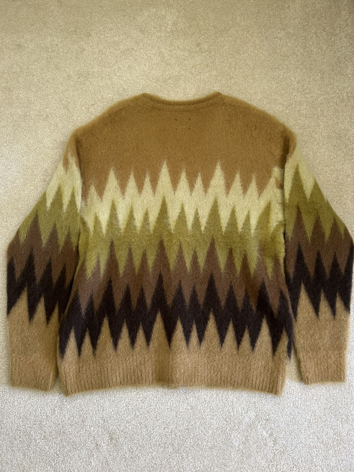 NEEDLES MOHAIR CARDIGAN ZIGZAG TAUPE
