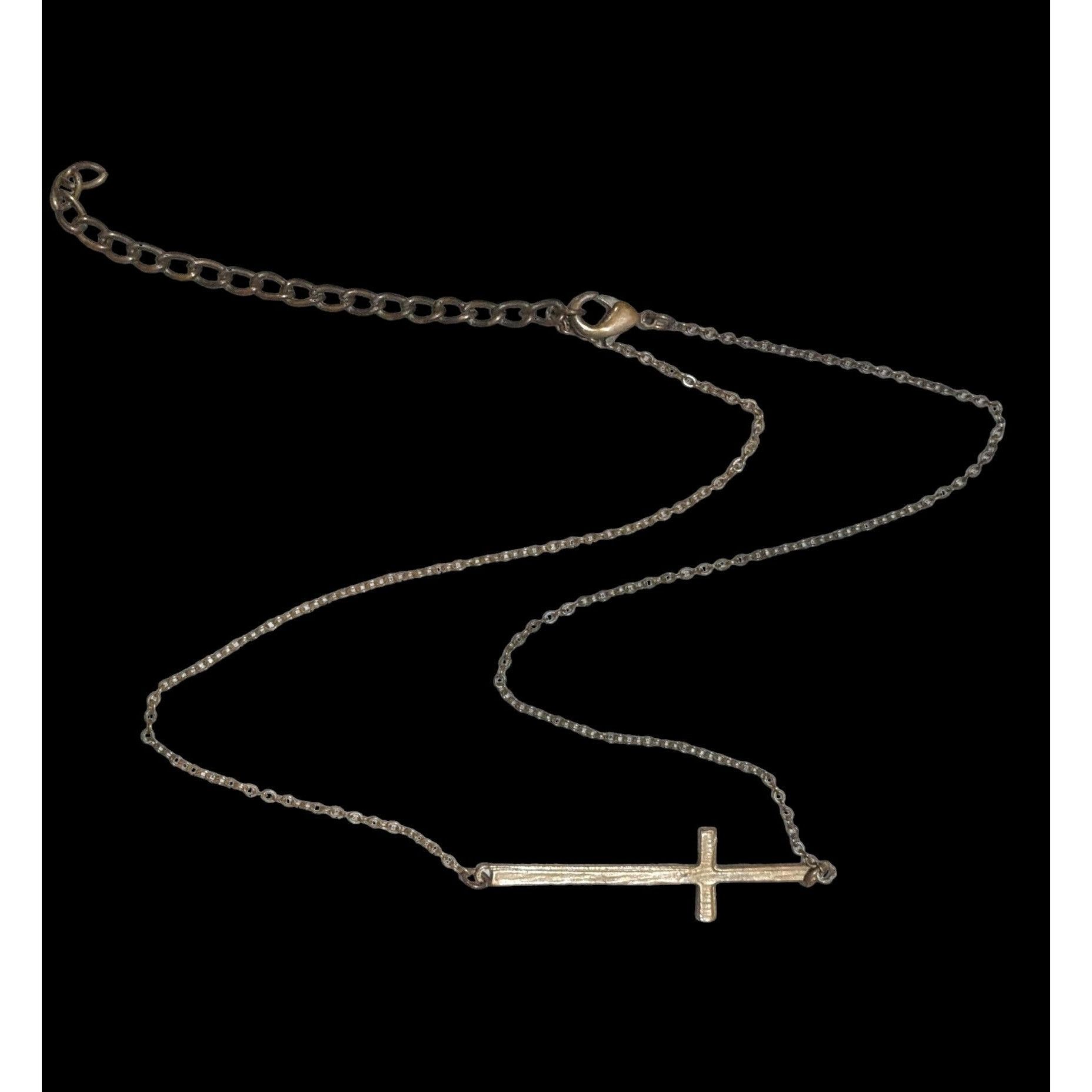 Other Antiqued Gold Sideways Cross Pendant Necklace Size ONE SIZE - 1 Thumbnail